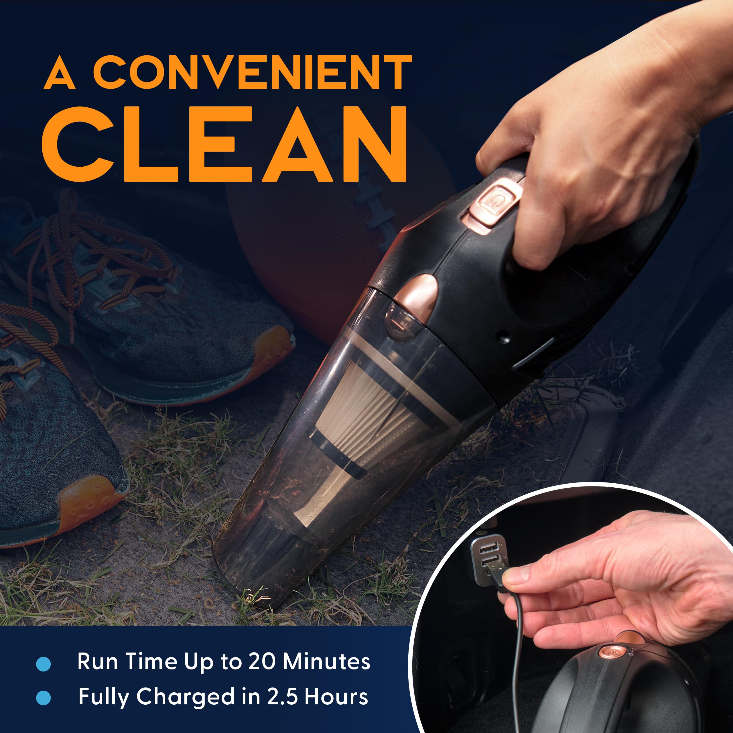 Powerful Cordless Handheld Vacuum Cleaner - Rechargeable Portable Car Vacuum with Strong Suction - Mini Vac for Car, Home, Couch & Office - Perfect for Pet Hair, Crumbs & Quick Cleanups