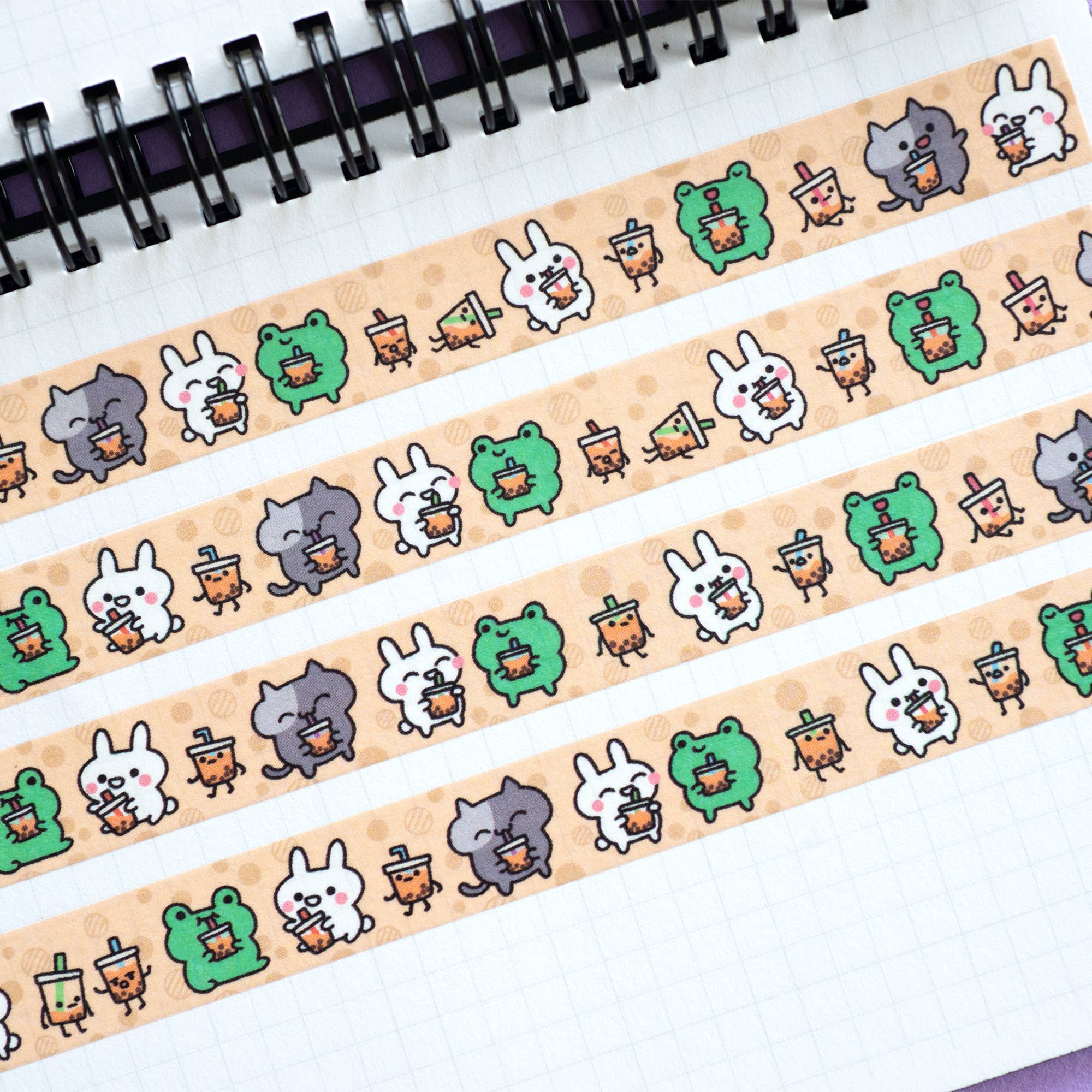 Boba Time Washi Tape - Decorative Japanese Paper Tape for Scrapbooking, Journaling, DIY Crafts - Perfect for Bullet Journals, Gift Wrapping & Home Decor