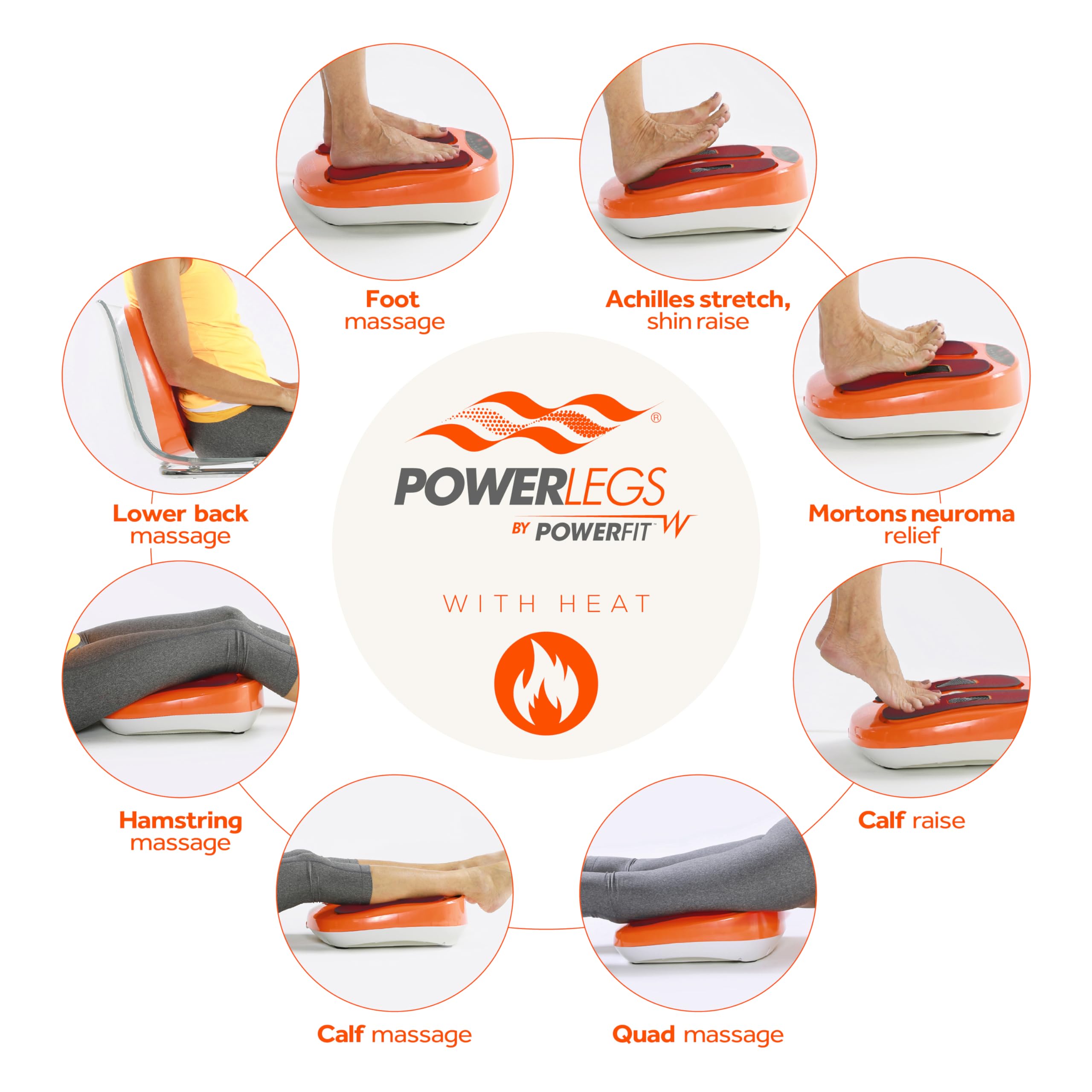 Powerfit Power Legs Electric Foot Massager with Heat - Neuropathy Pain Relief & Improved Circulation - Remote Control Foot Massager for Home & Office Use - Perfect for Relaxation After Work, Travel or Exercise