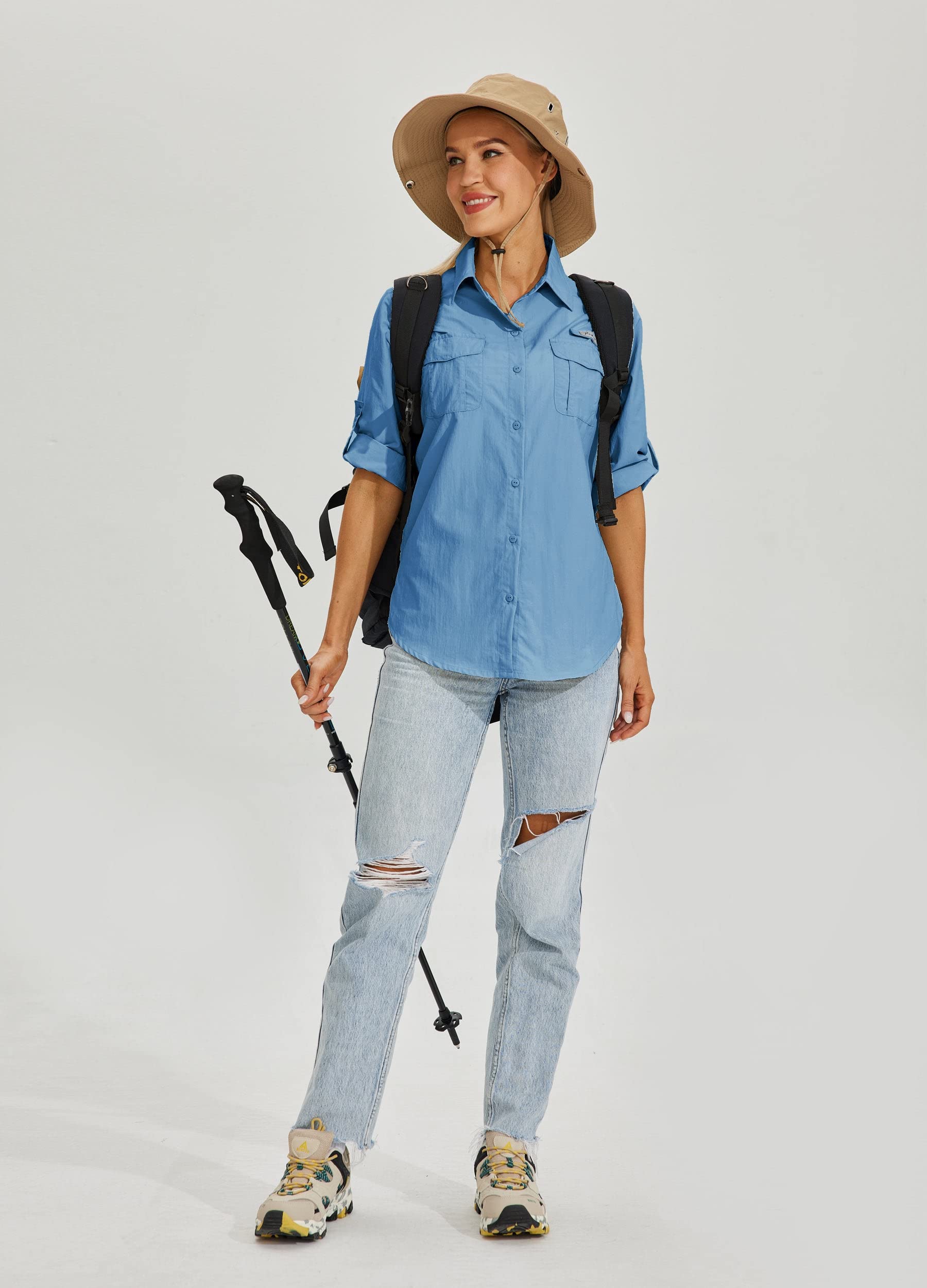 Willit Women's UPF 50+ Sun Protection Long Sleeve Shirt - Quick Dry SPF Fishing & Hiking Shirt for Outdoor Activities - Perfect for Beach, Camping and Travel