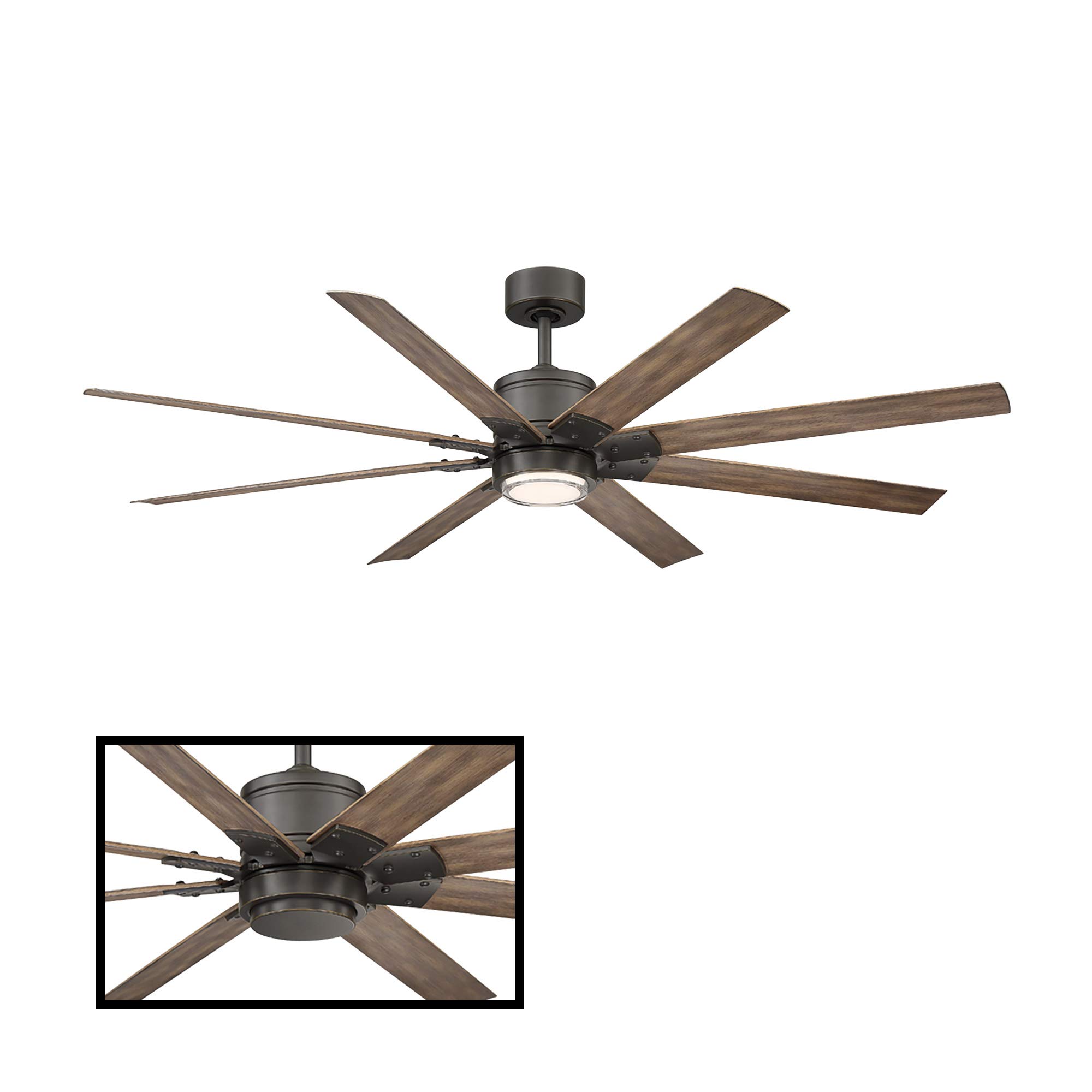 Renegade 52in Smart Ceiling Fan with LED Light Kit & Remote Control, Oil Rubbed Bronze & Barn Wood Design, Alexa & App Compatible for Indoor and Outdoor Use in Living Rooms, Bedrooms, and Patios