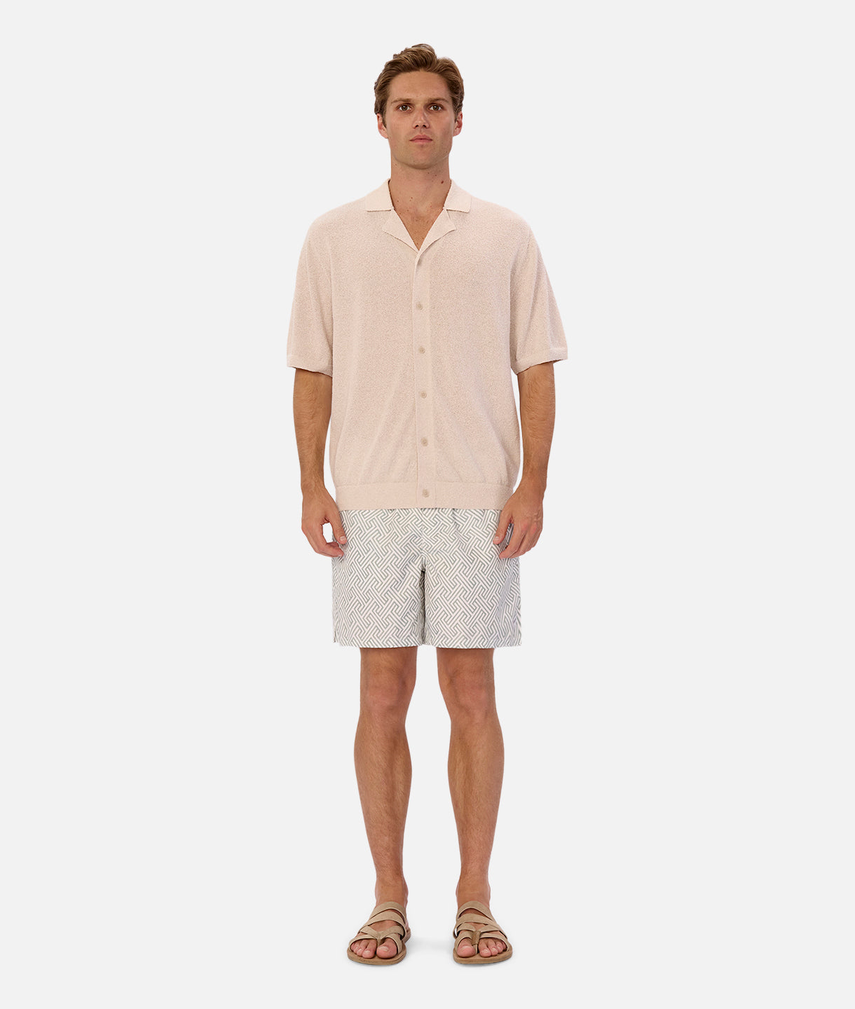 Alvarado Men's Swim Shorts - Quick Dry, Comfortable White & Sage Green Swim Trunks for Beach, Pool & Vacation