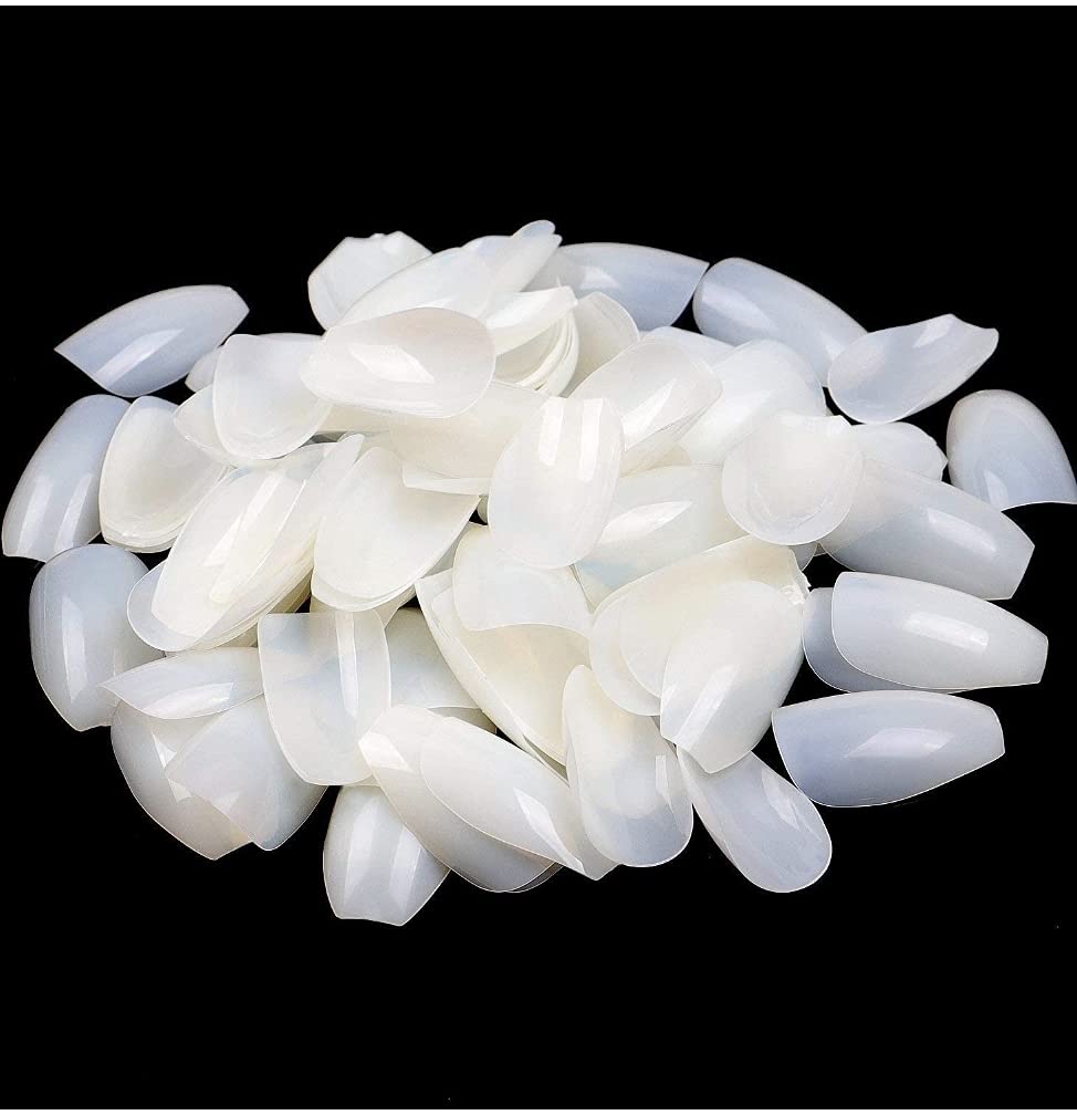 TopFinder® 100 Pcs White Square Acrylic Nail Tips - 10 Sizes Full Cover French Fake Nails with Storage Box for DIY Manicure & Nail Art (Natural) | Perfect for Home Salon, Party Glam, and Professional Nail Extensions