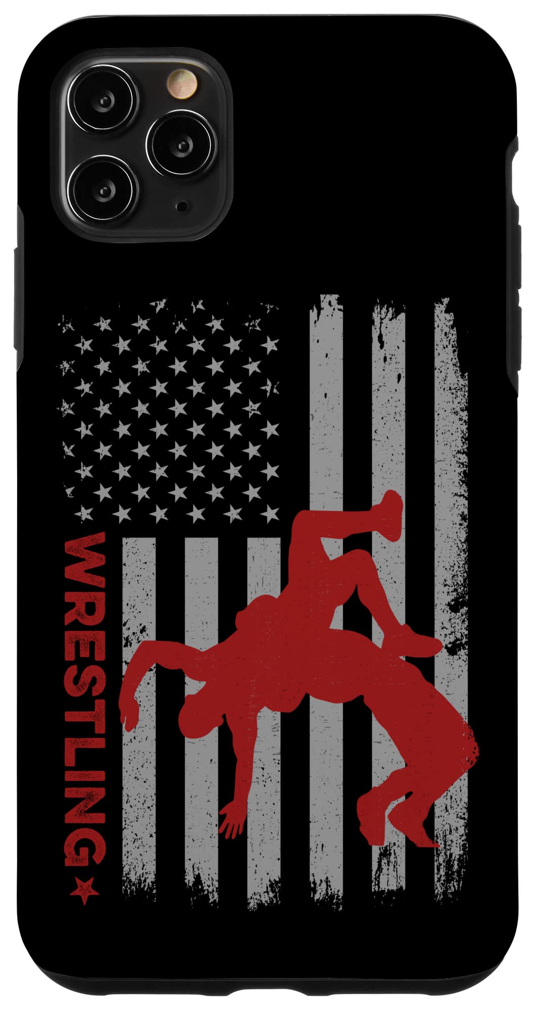 iPhone 11 Pro Max Case - USA Flag Wrestling Design - Durable Protective Cover for Coaches & Amateur Wrestlers - Perfect for Training, Competitions & Daily Use