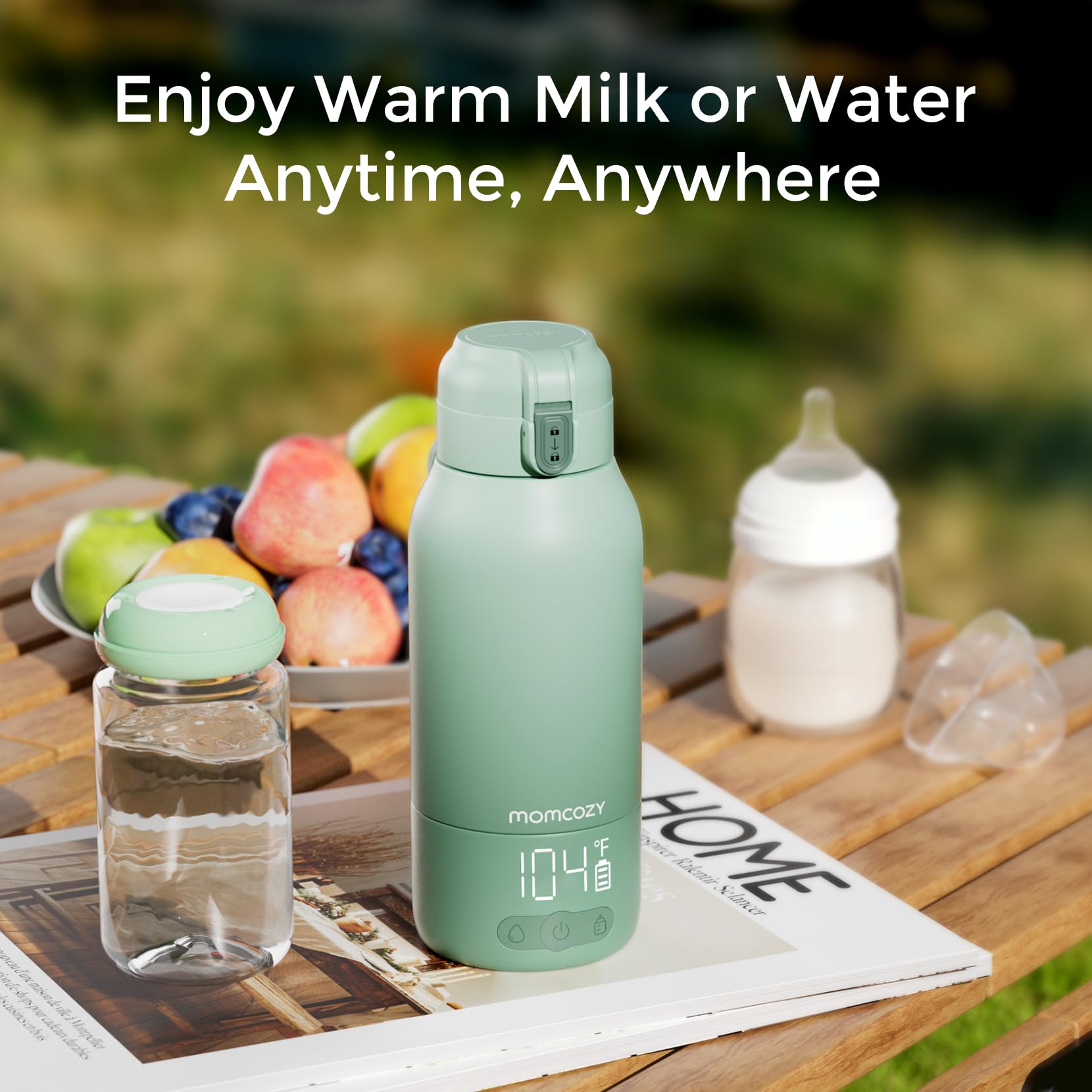 Momcozy Portable Breast Milk & Water Warmer for Travel - Fast Heating Dual Mode Bottle Warmer with 17oz Large Capacity & Long Battery Life | Perfect for Nursing Moms On-the-Go, Airplane Travel & Outdoor Use
