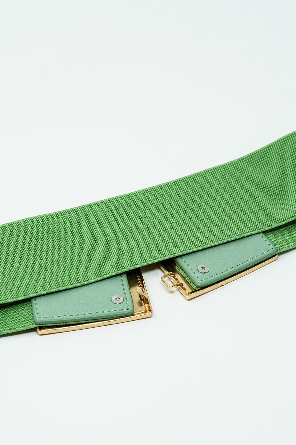 Elastic Green Belt with Square Buckles - Stylish & Adjustable Waistband for Women's Fashion, Casual & Office Wear