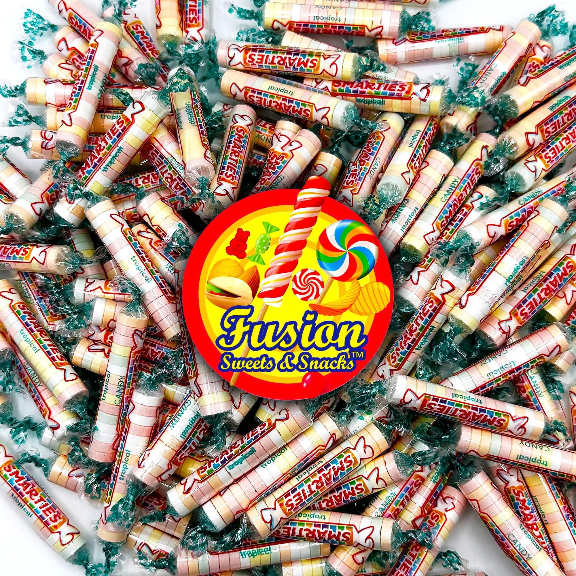 Smarties Tropical Flavor Candy Rolls - 1 Pound Bulk Bag of Individually Wrapped Classic Candies - Perfect for Movie Theaters, Birthday Parties & Halloween Treats