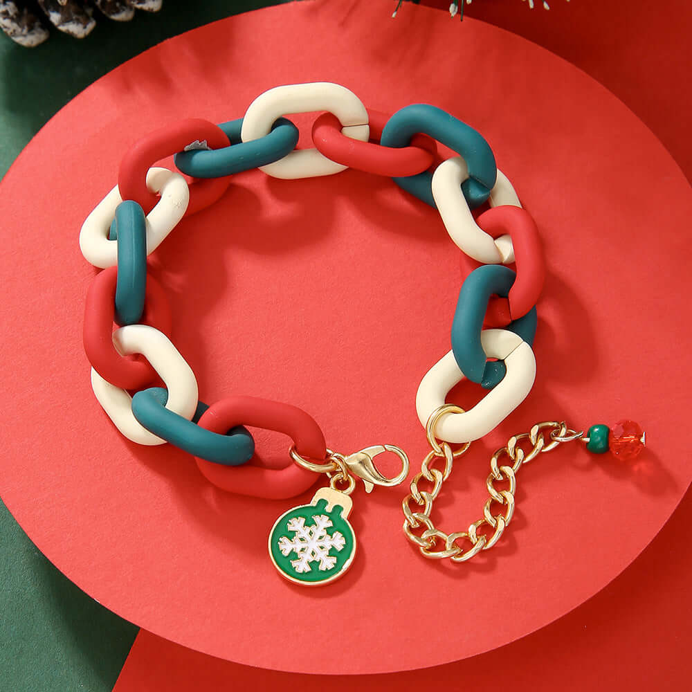Santa Claus Acrylic Link Holiday Christmas Bracelet | D1045 | Perfect for Christmas Parties, Gift Exchanges & Festive Accessories