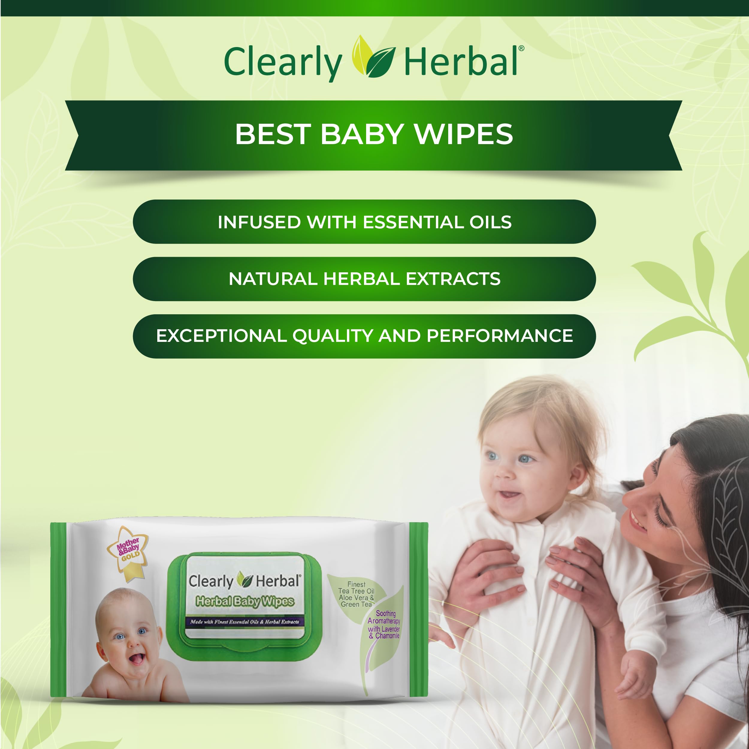 Organic Baby Wipes with Essential Oils & Herbal Extracts | 288-Count Plant-Based Wipes (4 Packs of 72) | Gentle for Newborns, Diaper Changes & On-the-Go Cleaning | Hypoallergenic & Chemical-Free