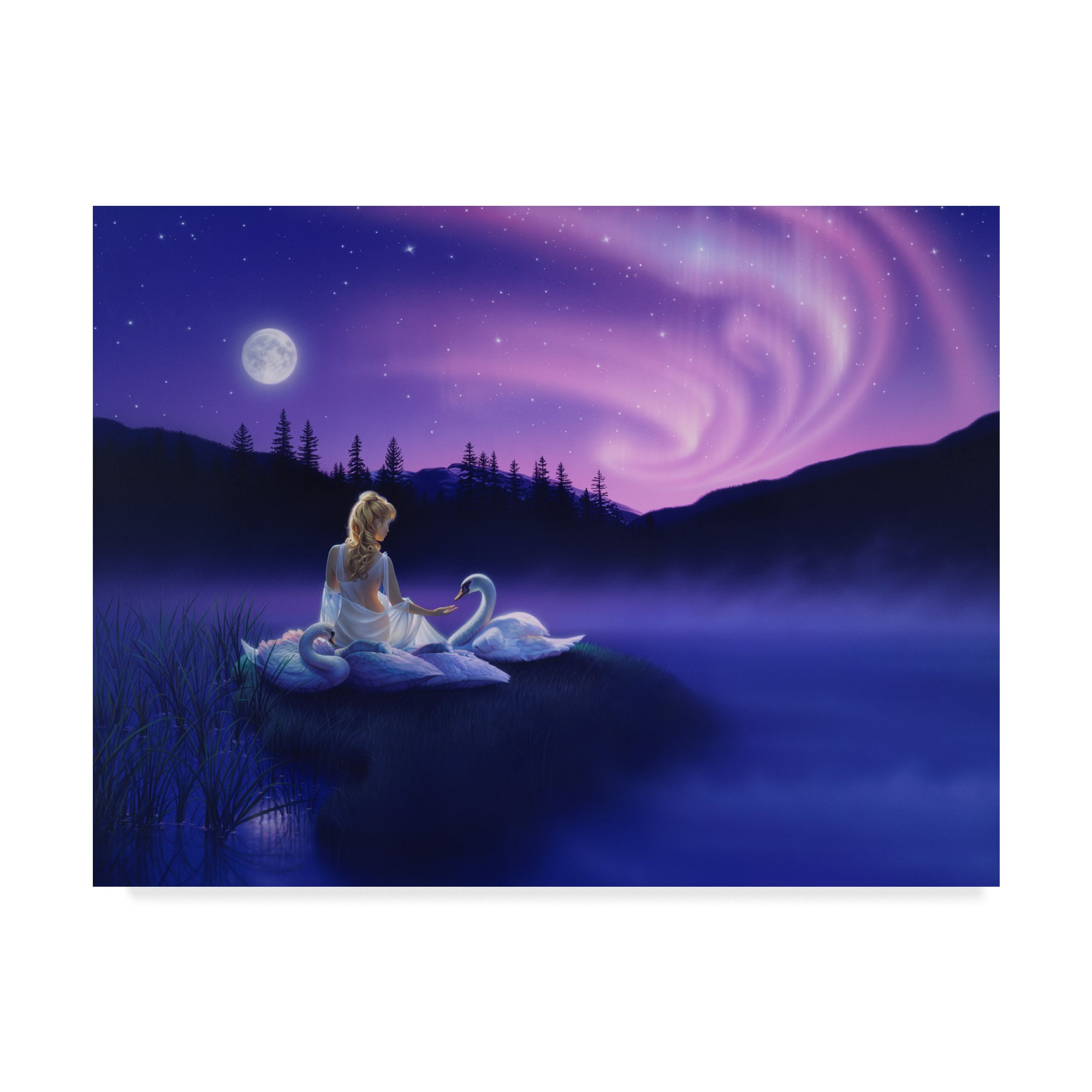 Gift Of The Swan by Kirk Reinert - 35x47 Inch Large Wall Art Canvas Painting - Perfect for Living Room, Bedroom & Office Decor