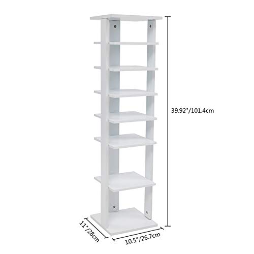 Wooden Shoe Storage Shelf Organizer - 28 x 26.7 x 101.4 cm (L x W x H) - Space Saving Shoe Rack for Closet, Entryway & Bedroom Organization