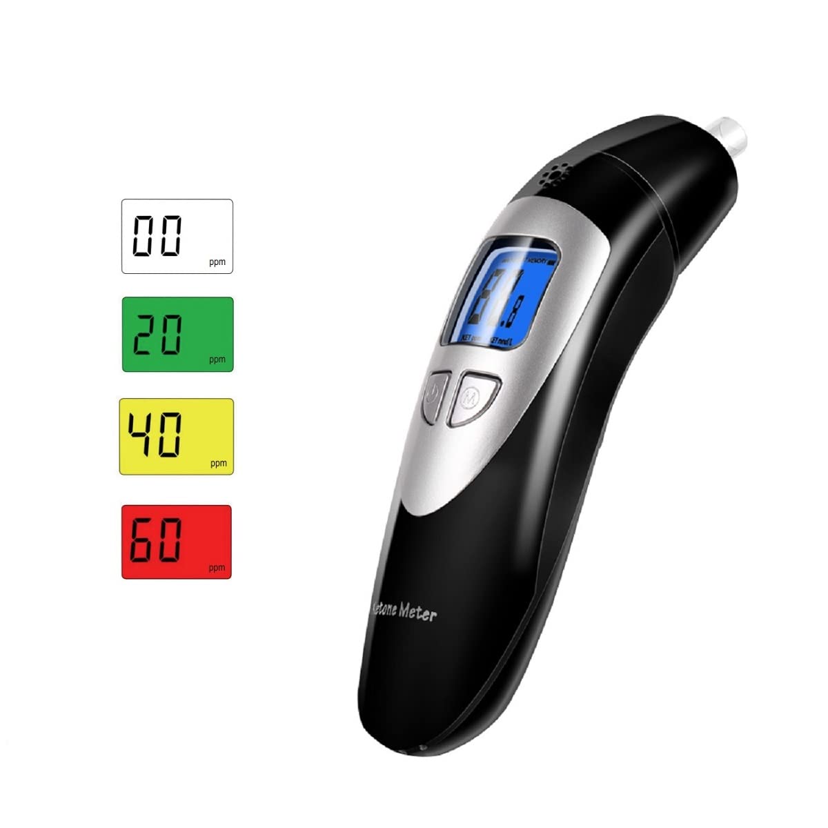 Premium Keto Breath Analyzer for Ketosis Testing - Accurate Ketone Breathalyzer Meter with 10 Disposable Mouthpieces (Black) | Track Ketosis for Weight Loss, Low Carb & Keto Diet Success