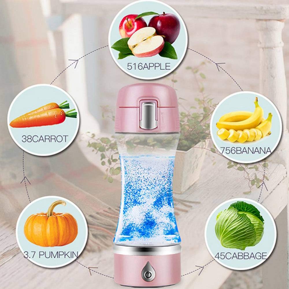 Hydrogen Water Bottle with H2 Generator - Portable Rechargeable Hydrogen-Rich Water Maker, 380ml Pure Glass Bottle (White) - Perfect for Travel, Gym & Healthy Hydration