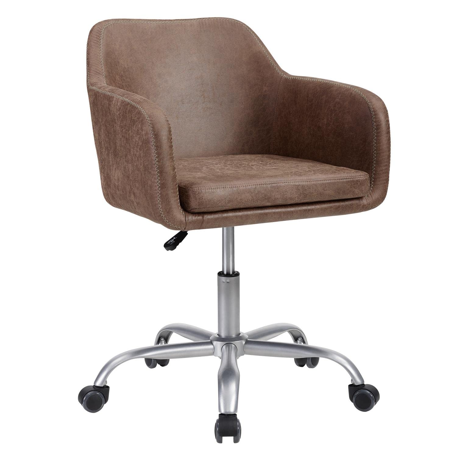 Linon Rylen Ergonomic Office Chair with Adjustable Height & Lumbar Support - Silver Mesh Back Computer Desk Chair for Home & Office Workspace