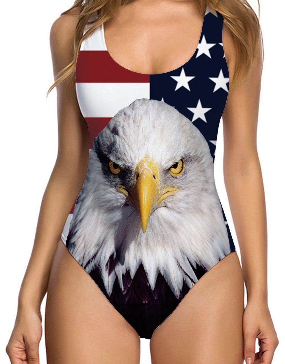 RAISEVERN Women's One Piece Swimsuit - 3D Fake Bikini Print Funny Bathing Suit, Sexy Beachwear for Pool Party, Summer Vacation & Tropical Getaway