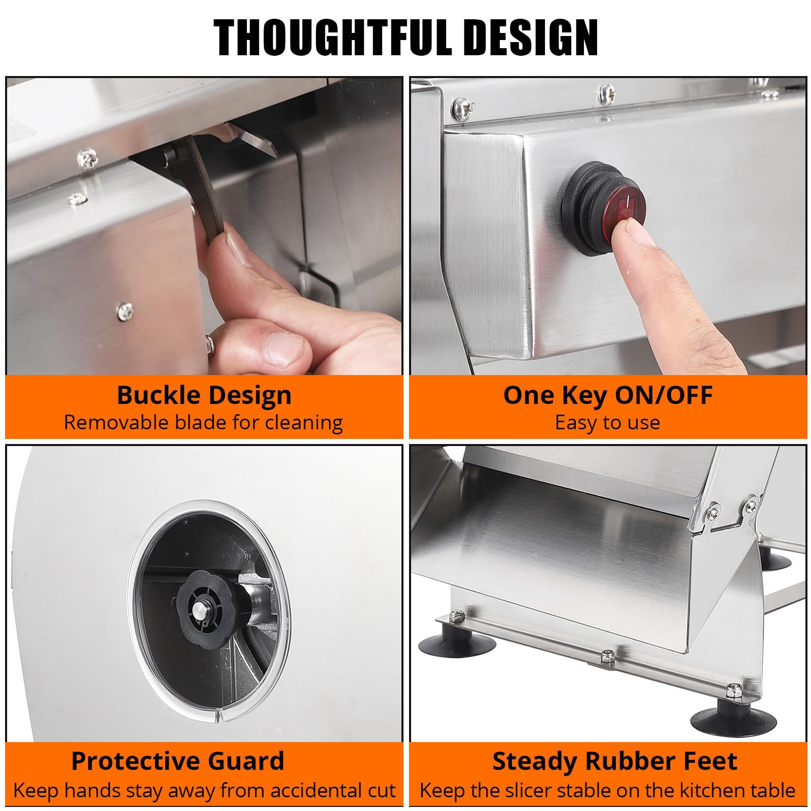 Electric Commercial Vegetable & Fruit Slicer - Adjustable 0.2-10mm Stainless Steel Food Cutter for Onion, Potato, Cabbage, Tomato, Lemon - Perfect for Restaurants, Catering & Home Kitchen Prep