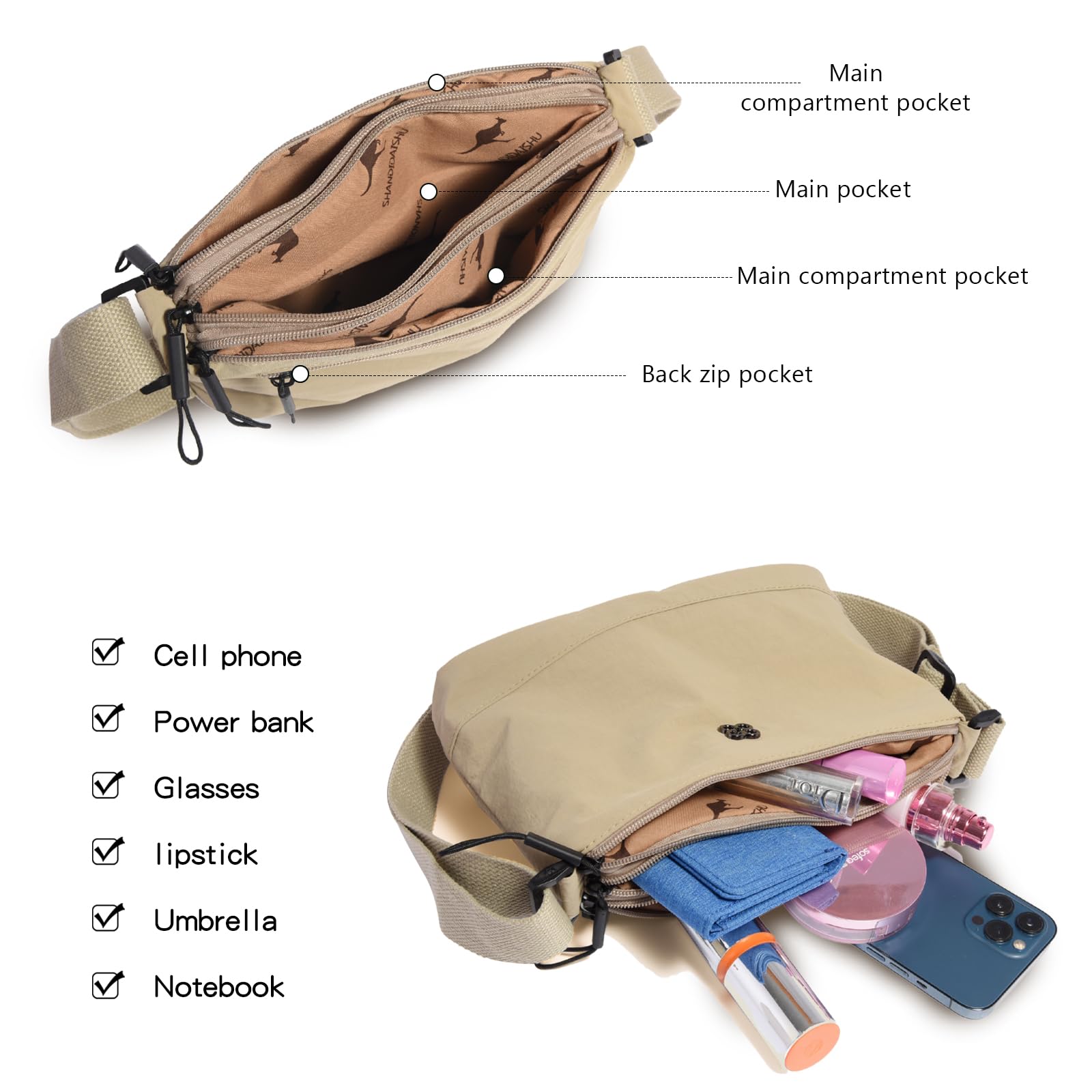 Stylish Nylon Crossbody Bags for Women - Lightweight Small Shoulder Purse with Secure Zipper Closure | Perfect for Everyday Use, Travel & Casual Outings