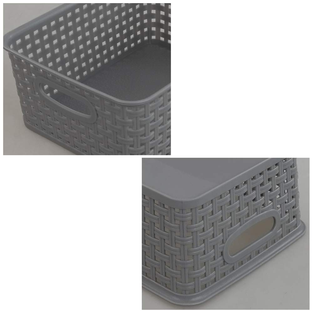 Pekky Grey Plastic Storage Baskets - 6 Pack Classroom Organization Bins for School Supplies, Toys, Books & Home Organization | Perfect for Teachers, Kids Rooms & Office Storage