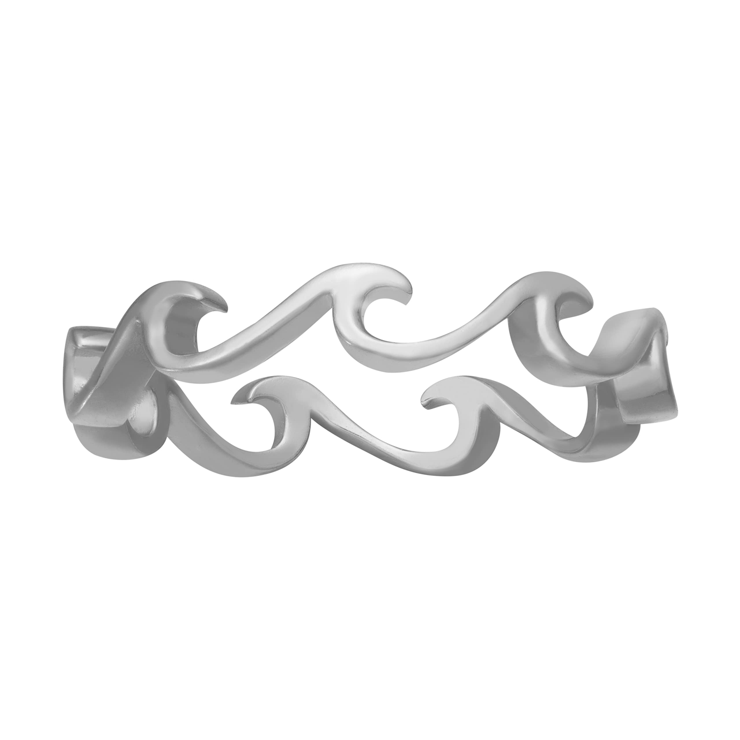 925 Sterling Silver Hawaiian Infinity Ocean Wave Stackable Ring - Nickel Free Hypoallergenic Wedding Eternity Band for Sensitive Skin - Tropical Island Beach Jewelry with Gift Box - Perfect for Vacation, Anniversary Gifts & Boho Style Fashion