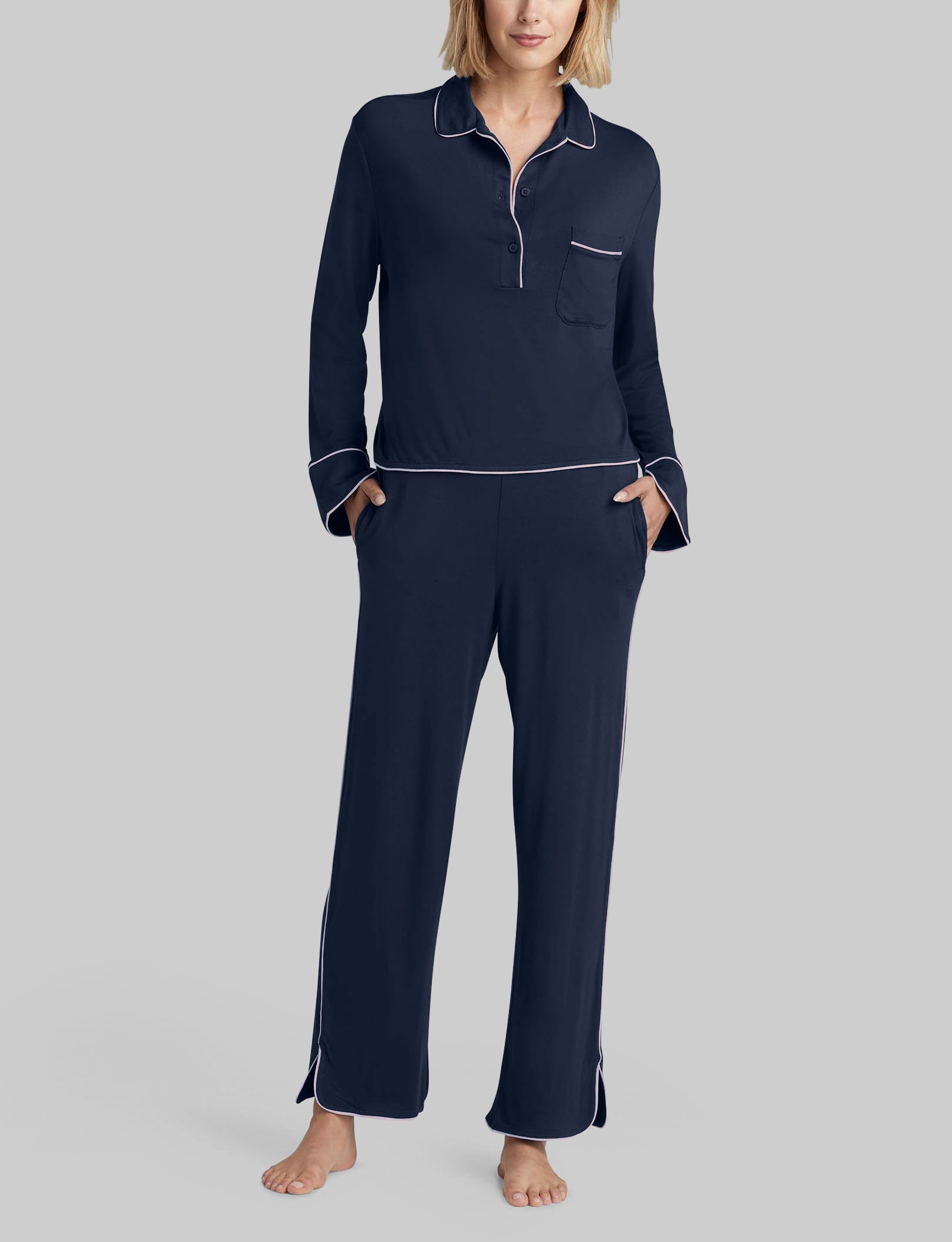 Cozy Women's Long Sleeve Pajama Set - Soft Pullover Sleepwear Top & Lounge Pants for Relaxing at Home, Sleeping, and Comfortable Nightwear