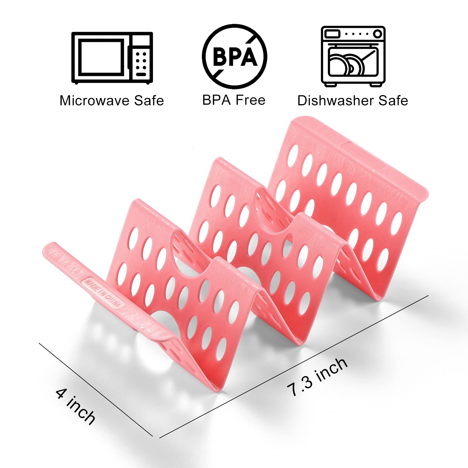 7PCS Colorful Taco Holder Stands - Set of 6 or 4 Premium Large Taco Tray Plates | Holds 2-3 Tacos Each | BPA Free, Dishwasher & Microwave Safe | Perfect for Taco Tuesday Parties, Mexican Fiesta & Family Gatherings