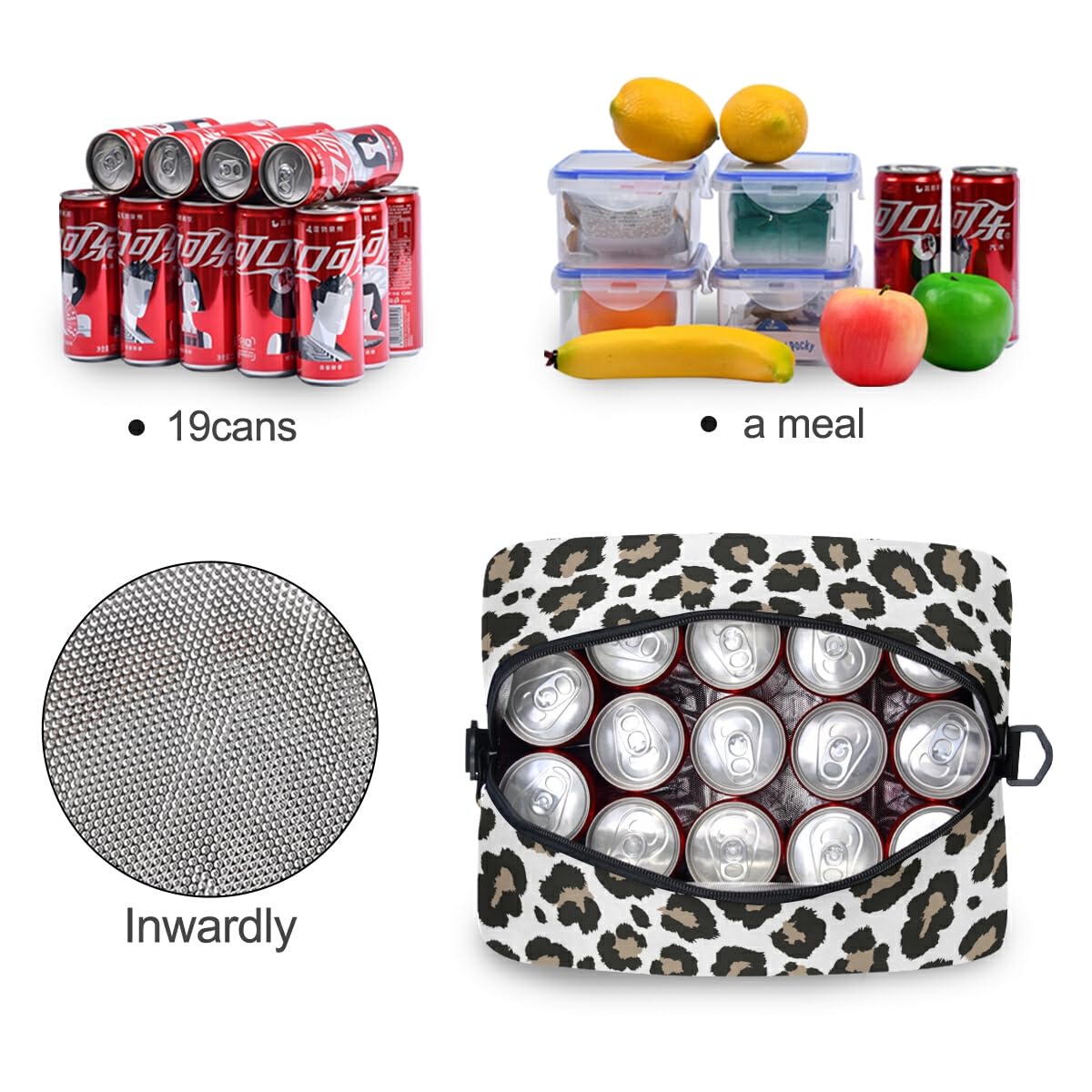 Leopard Cheetah Print Insulated Lunch Bag for Women & Men - Detachable Shoulder Strap Tote for Office, School, Picnic & Hiking | Stylish Animal Skin Design for Work, Travel & Outdoor Activities