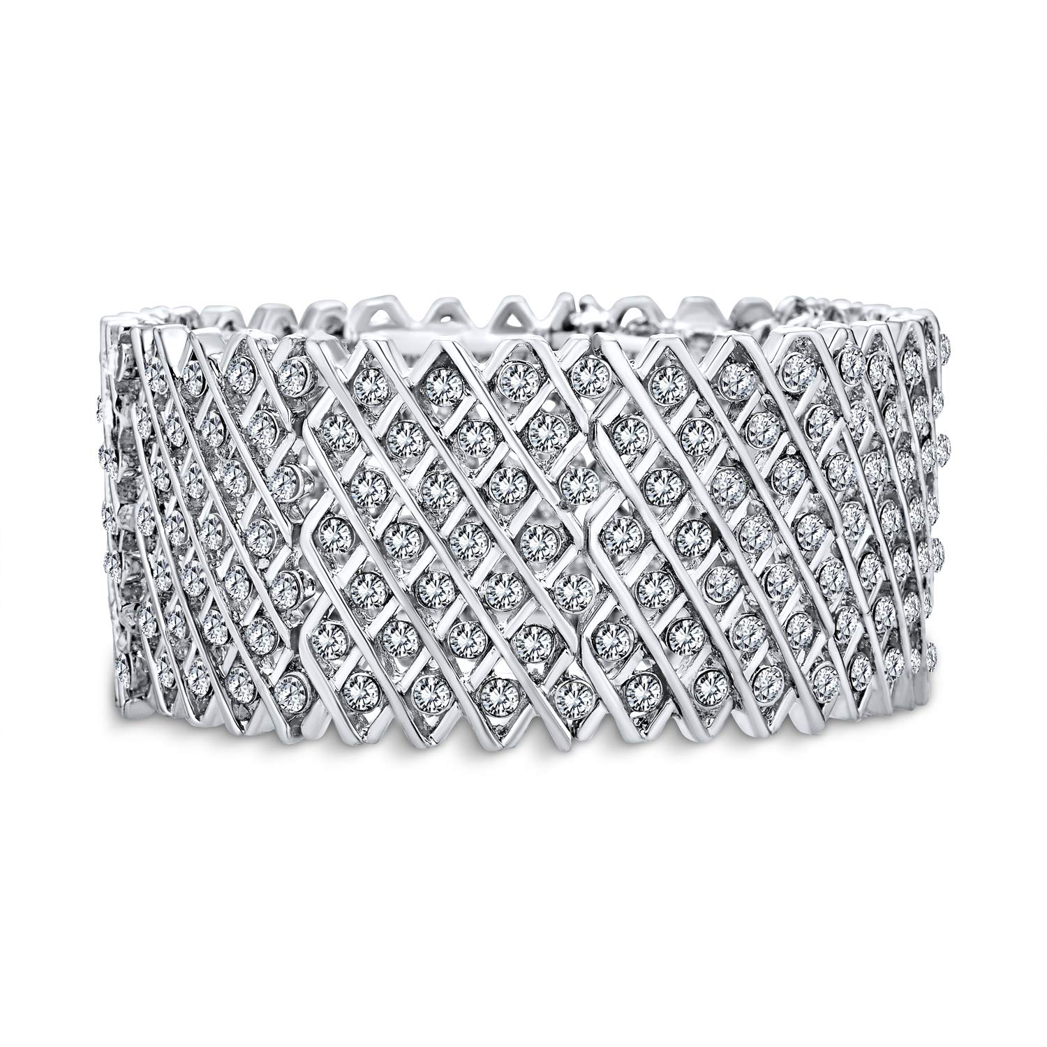 Rose Gold Crystal Stretch Bracelet for Women - Wedding & Prom Jewelry