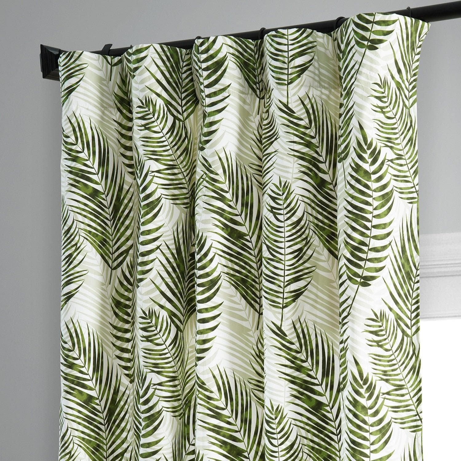 Eternal Green Floral Printed Cotton Blackout Curtains for Bedroom - Elegant Room Darkening Window Drapes with Thermal Insulation, Perfect for Nursery, Living Room & Home Decor