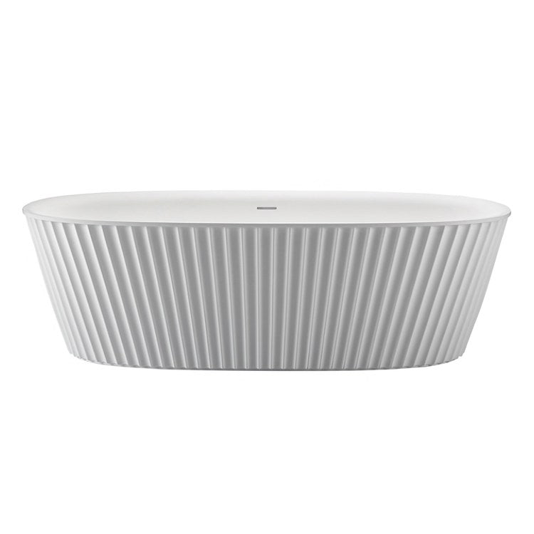69.625 x 35.25 Inch Freestanding Air Tub Bath Center - White Matte Oval Sculpturestone Design - 105 Gallon Capacity (21 5/8 Inch Depth) for Luxury Spa & Relaxation at Home
