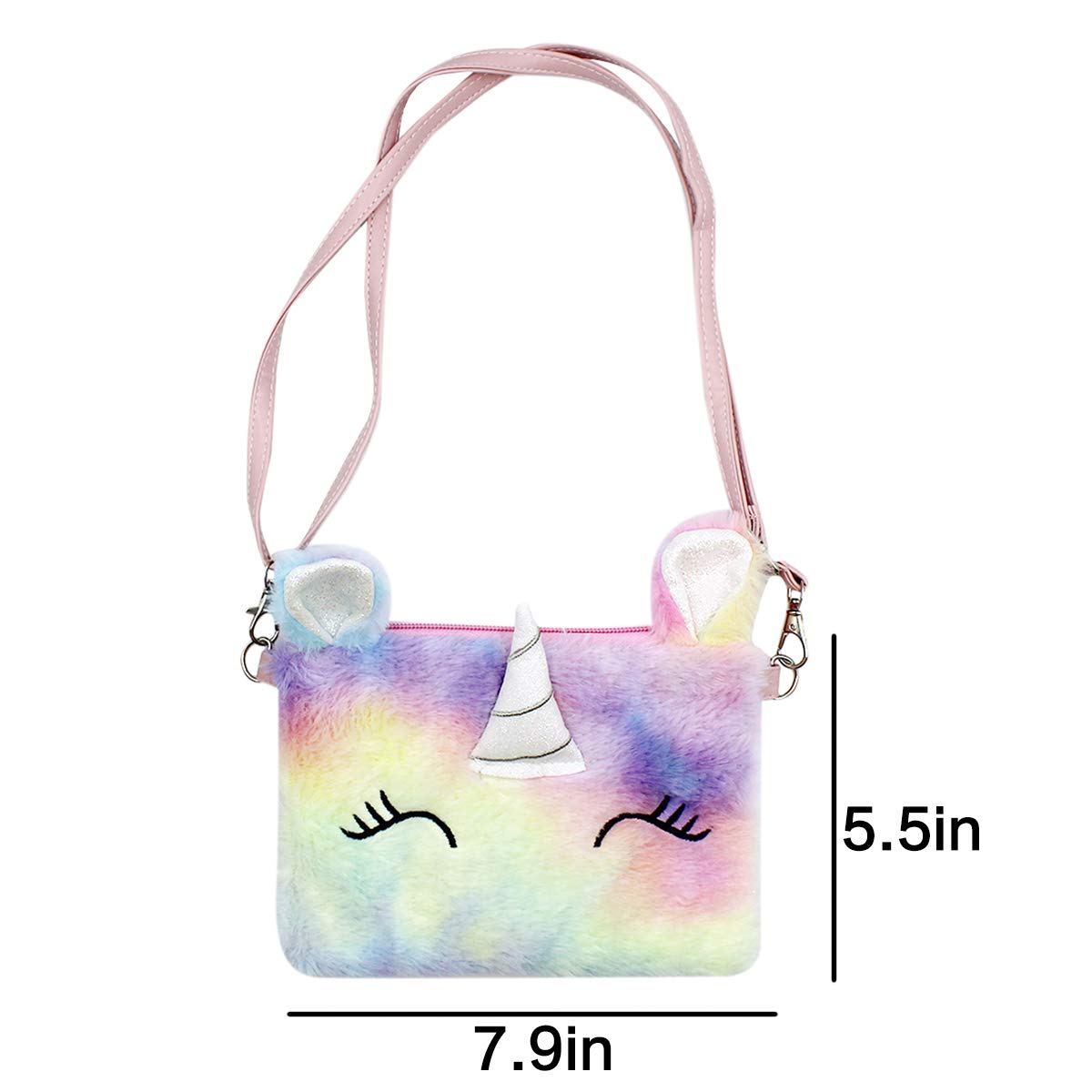 **MINGSEECESS Kids Wallet for Girls - Fluffy Crossbody Purse, Cute Fuzzy Tie-Dye Shoulder Bag with Zipper, Coin Purse for School, Travel & Daily Use**