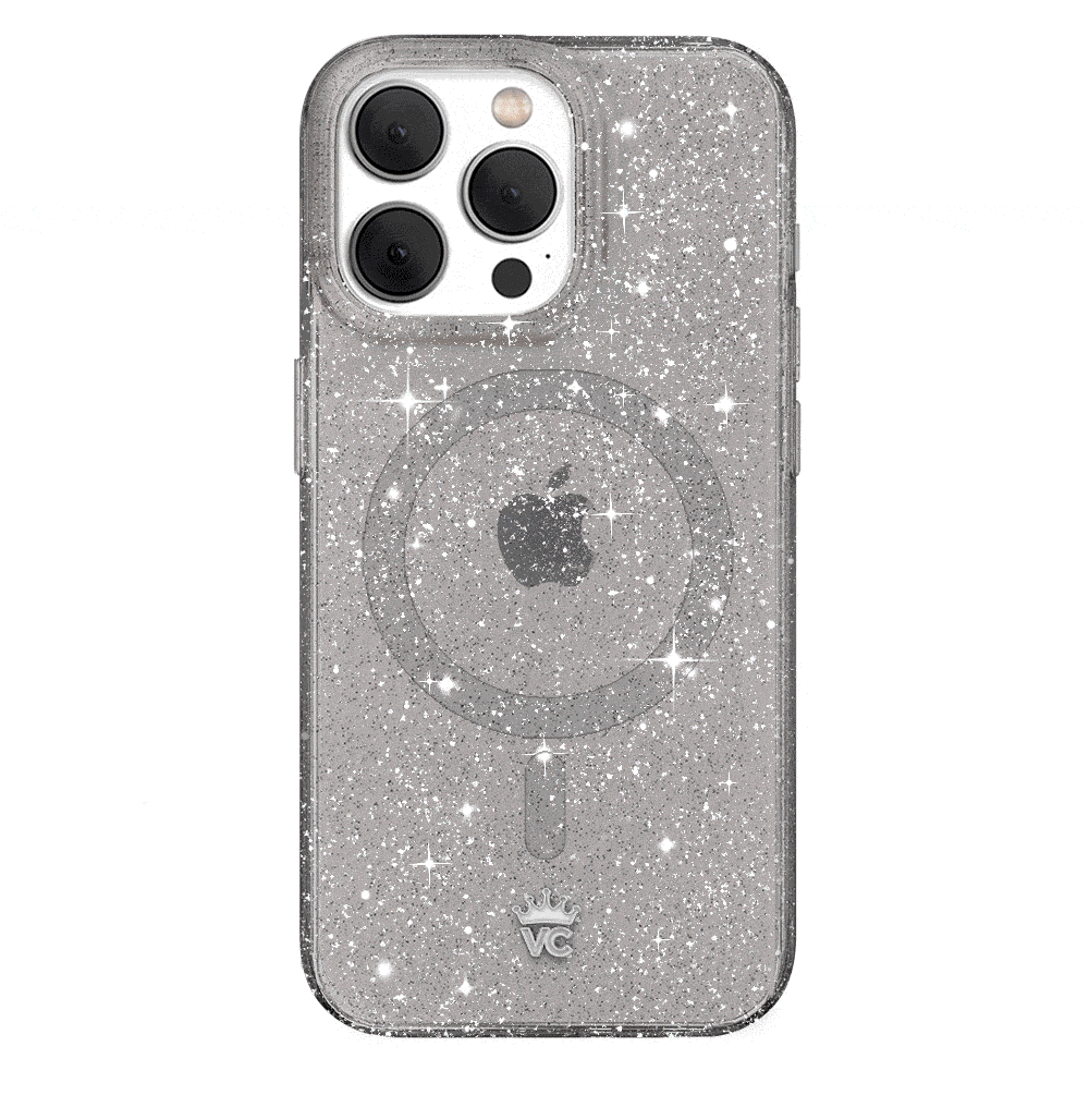 Sparkle Grey Stardust Glitter iPhone Case - Protective & Stylish Phone Cover for iPhone 13/14/15 Pro Max - Perfect for Parties, Events & Everyday Glam
