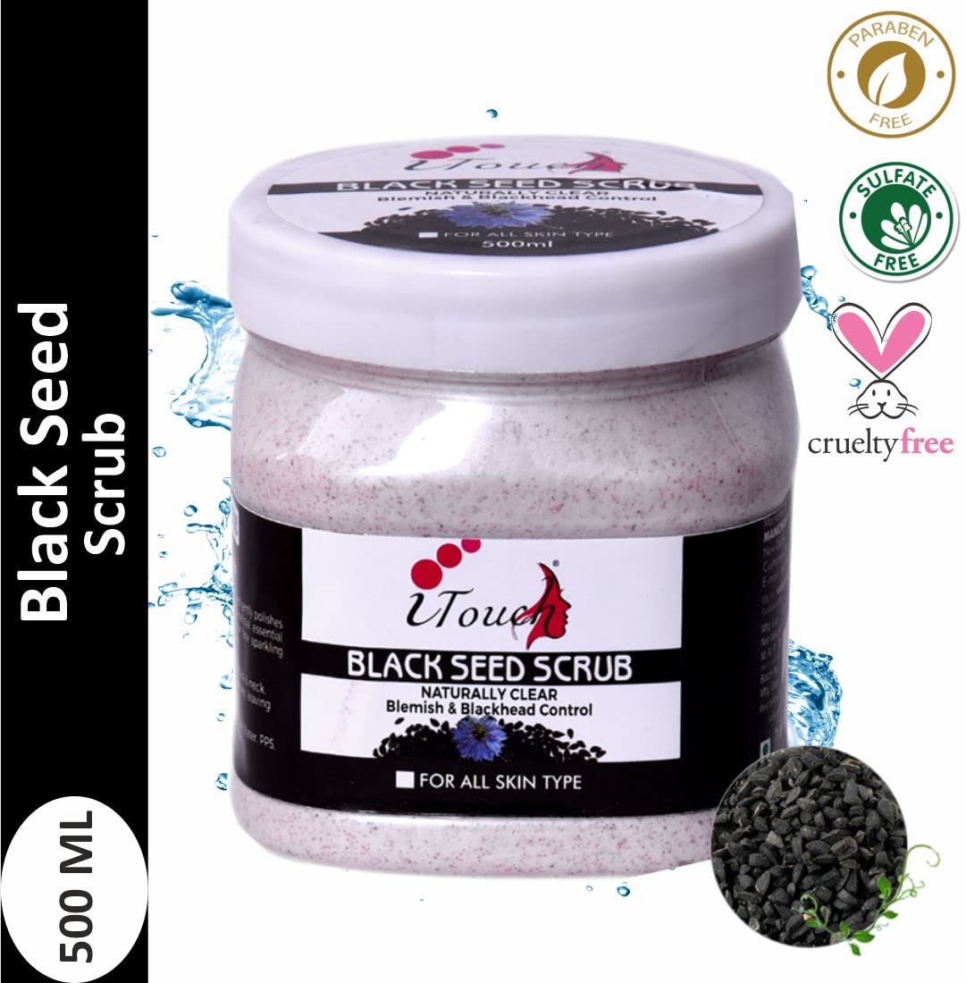 Organic Blackseed Scrub for Face & Body - 500ml Deep Exfoliating Cleanser | All Skin Types | Dead Skin & Blackhead Remover | Brightening & Tan Removal | Natural Skincare for Daily Use & Spa Treatments