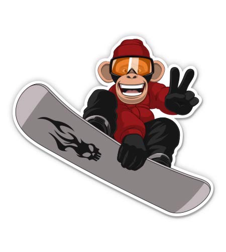 Snowboard Chimp - 3 Inch Vinyl Sticker Decal - Waterproof & Durable for Cars, Laptops, Water Bottles, Phones - Perfect for Snowboarders, Outdoor Enthusiasts & Decorative Use