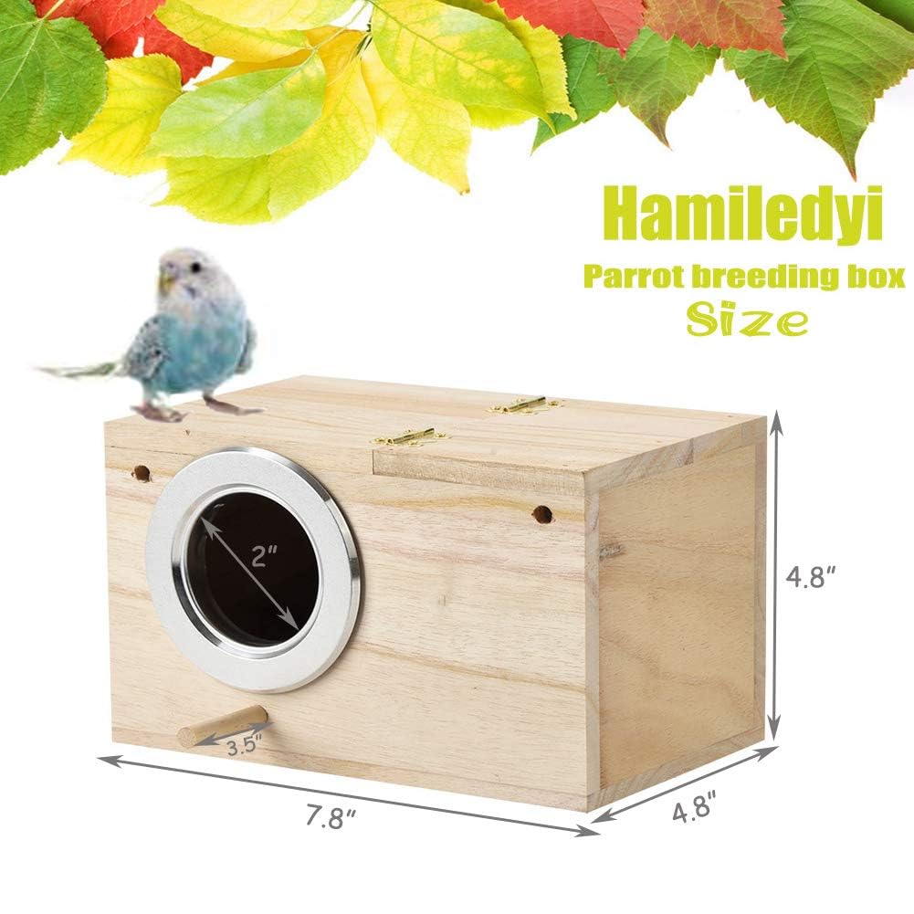 Hamiledyi 2PCS Wooden Parrot Nesting Box - Bird Breeding House for Lovebirds, Cockatiels, Conures, Cockatoos, Budgies, Finches & Canaries | Perfect for Mating, Breeding & Safe Bird Shelter