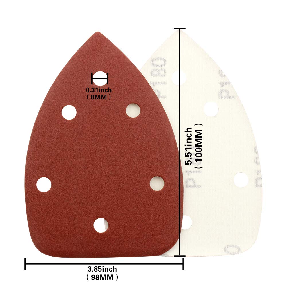 60 PCS Mouse Detail Sander Sandpaper Pads - 15 Each of 180/240/320/400 Grit Hook & Loop Triangle Sanding Discs for Palm Sanders - Perfect for Woodworking, Furniture Refinishing & DIY Projects