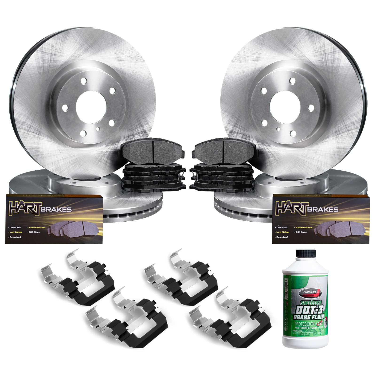 Premium Hart Front & Rear Brake Kit with Semi-Metallic Pads & Rotors | Complete Brake System Upgrade | RBBC.56031.43 | Perfect for Daily Commuting & Performance Driving