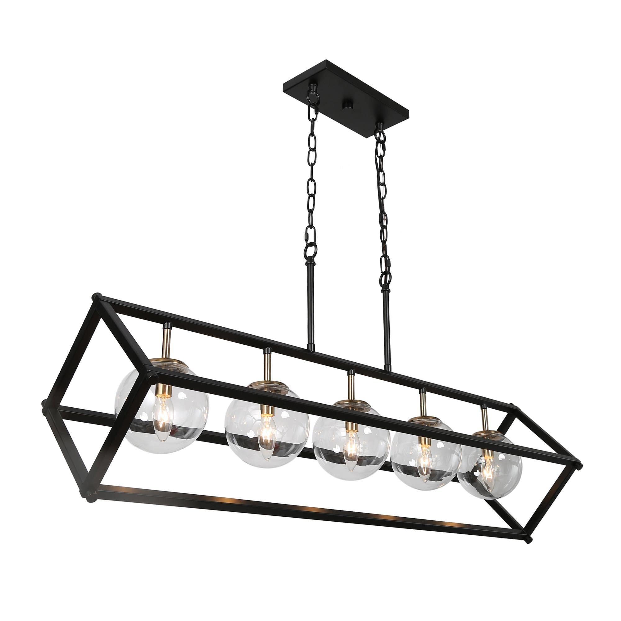 ZEVNI 5-Light Modern Black and Gold Chandelier - 41.5