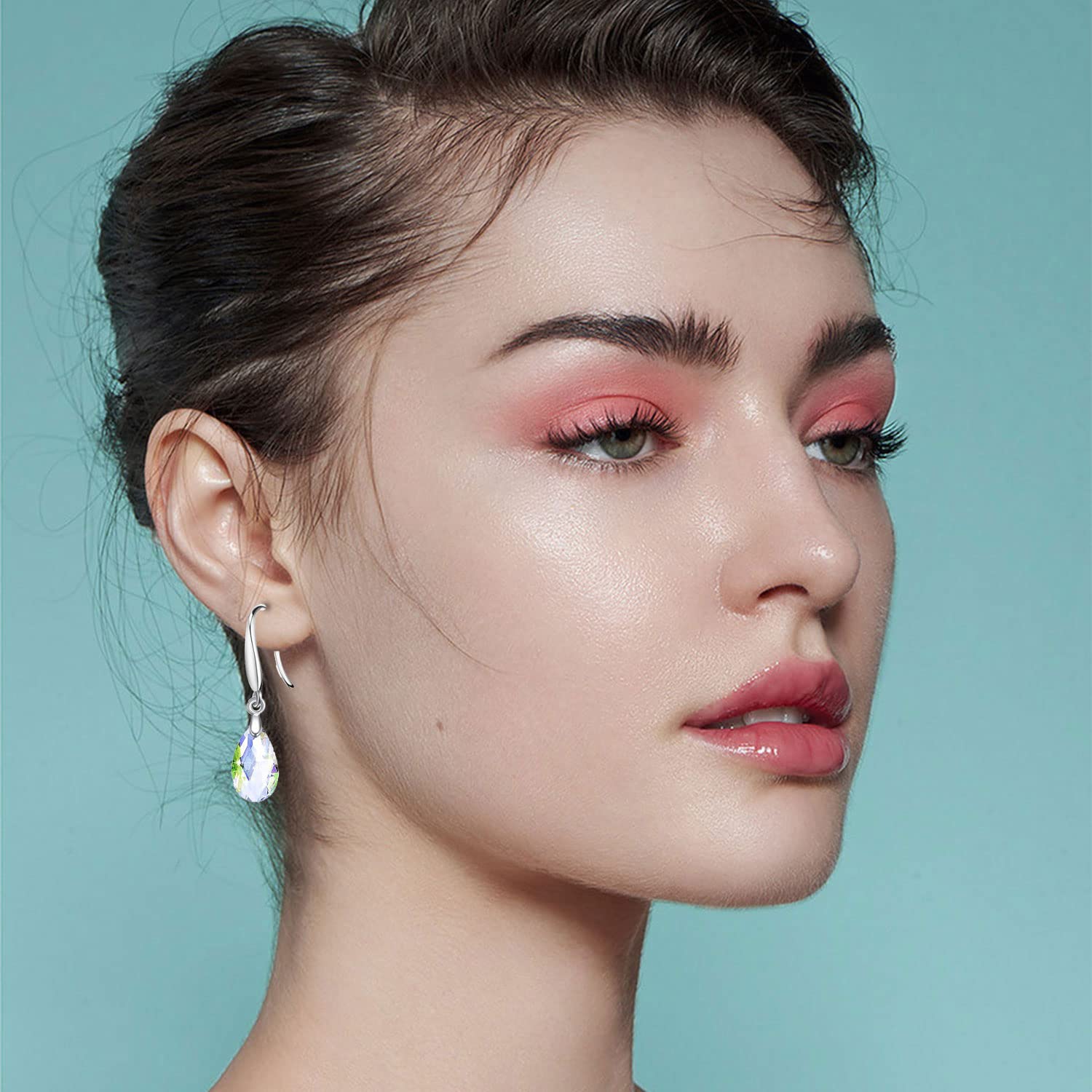 Pear Shaped Water Drop Earrings for Women - Boho Silver Crystal Dangle Piercing Earrings | Perfect for Parties, Weddings & Everyday Wear