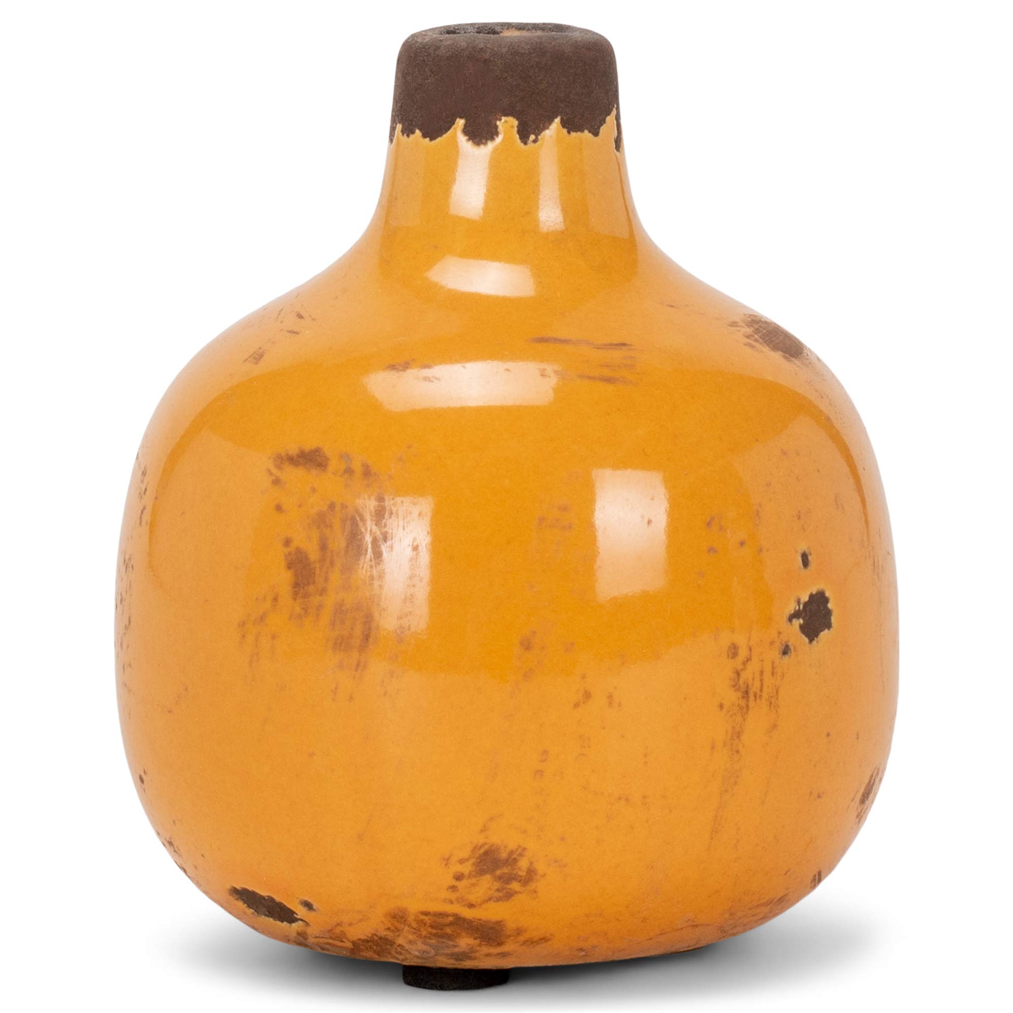 47th & Main Mini Round Yellow Ceramic Vase - Perfect for Home Decor, Table Centerpiece, and Gift Giving