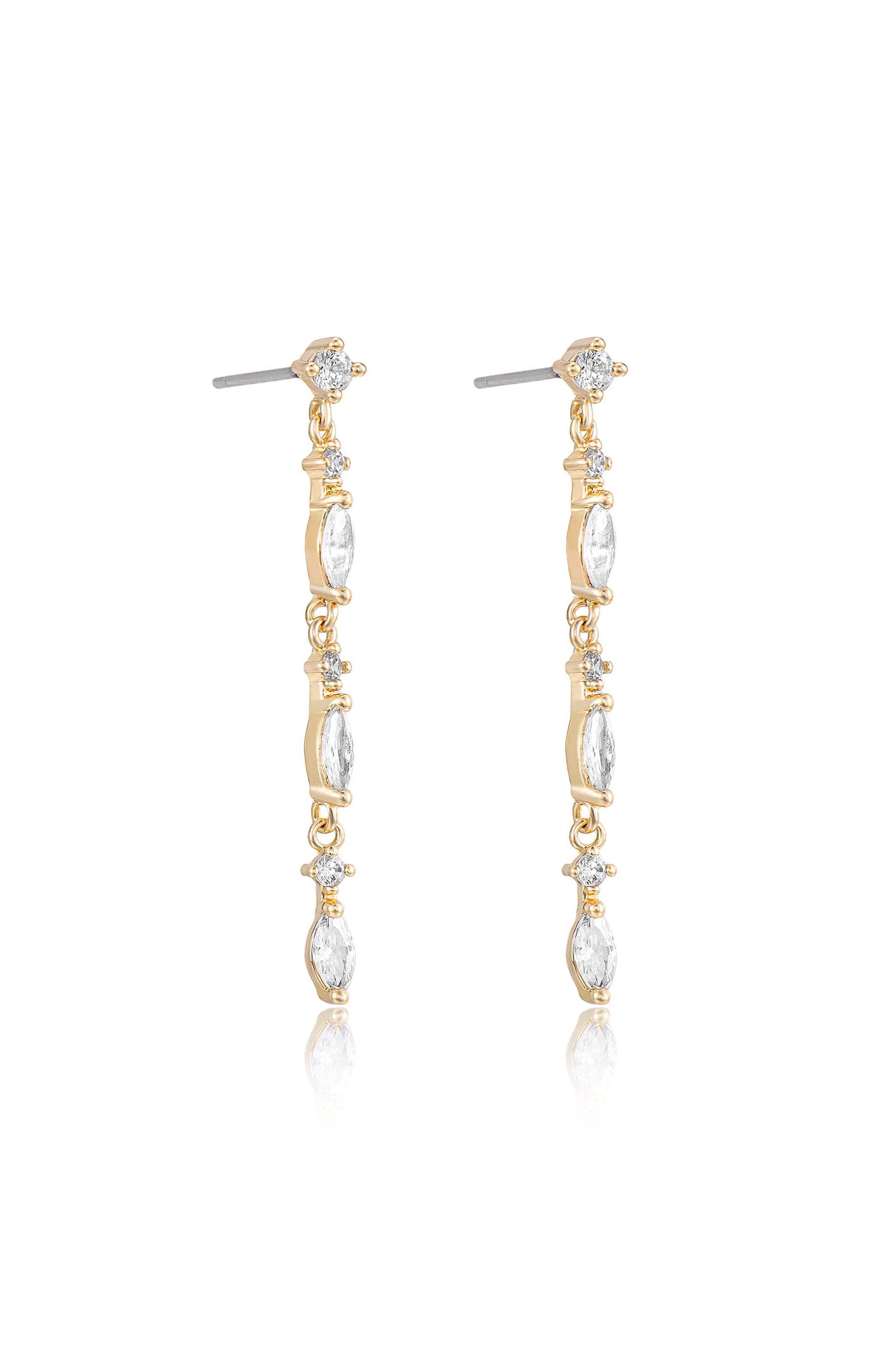 Elegant Linear Crystal Drop Earrings for Women - Sparkling Dangle Earrings for Party, Wedding & Evening Events | Hypoallergenic Fashion Jewelry Gift