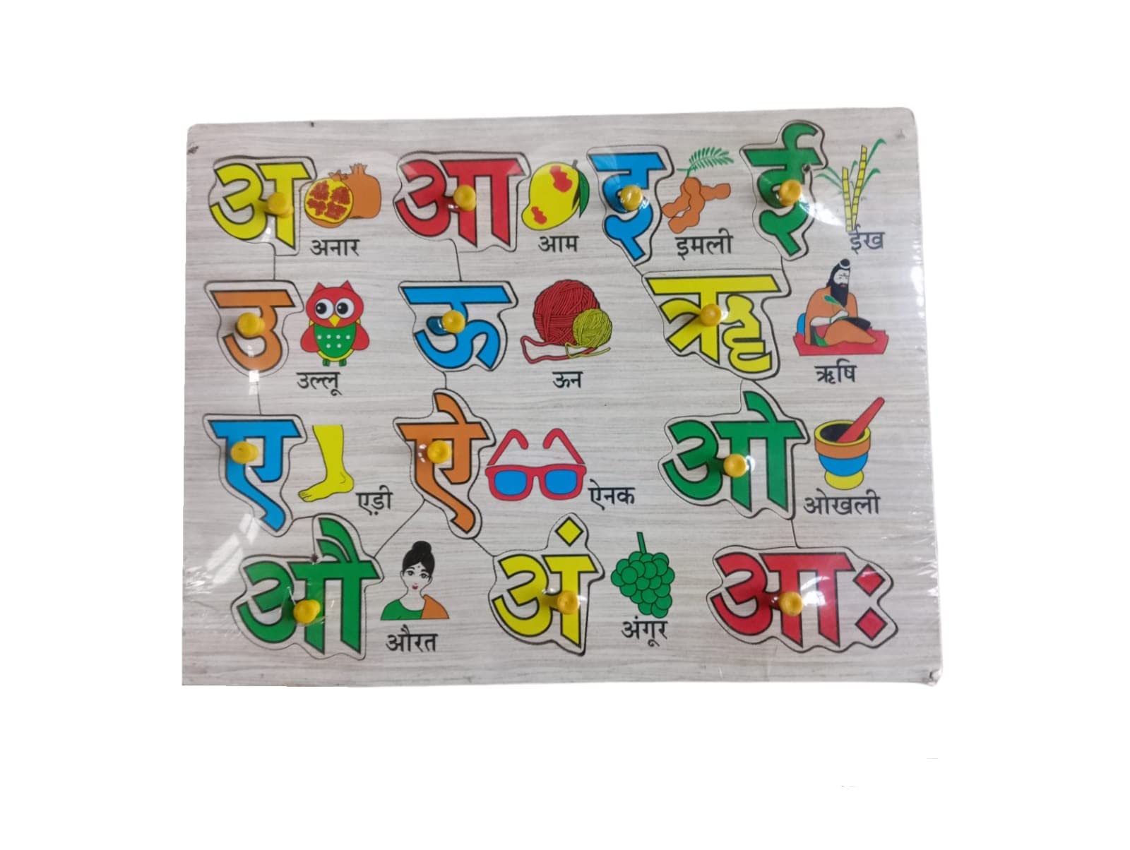Wooden Hindi Barahkhadi Alphabet Tray - Educational Puzzle Toy for Kids Learning
