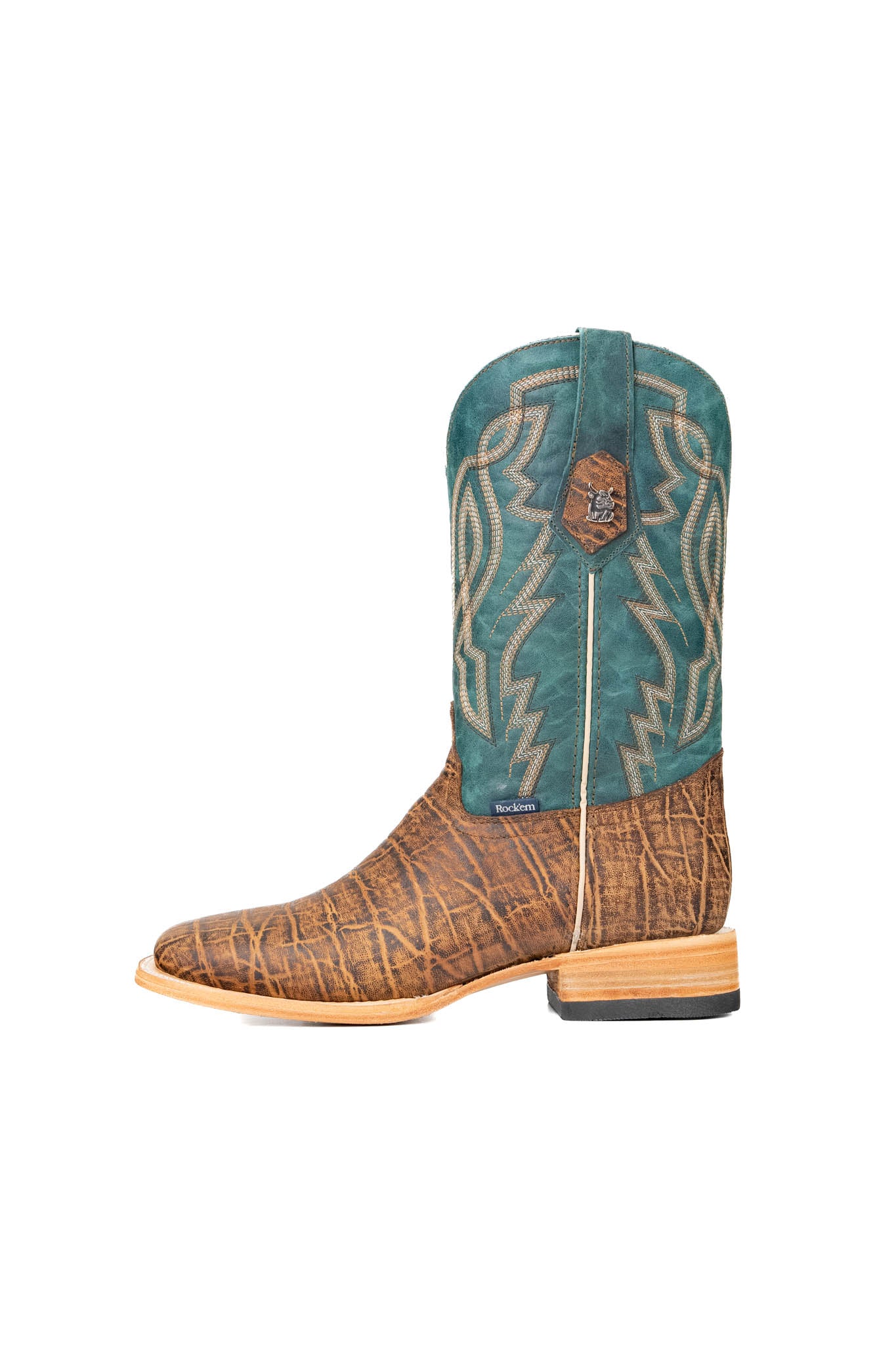 Renegade Square Toe Cowboy Boots for Men - Genuine Leather Western Riding Boots with Elephant Print - Perfect for Rodeo, Country Music Festivals & Outdoor Adventures