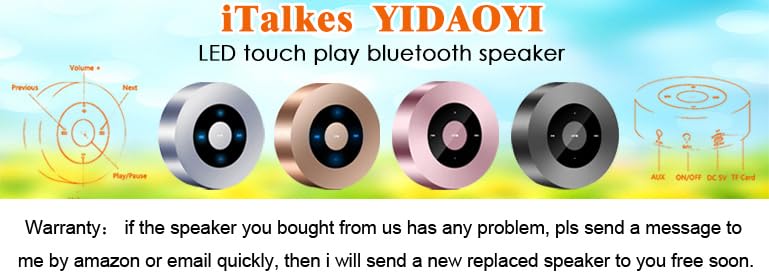 Portable Wireless Bluetooth Speaker with Smart LED Touch Control, HD Sound, 12-Hour Playtime, Bluetooth 5.0 & TF Card Support - Compatible with iPhone, iPad, Tablet, Laptop & Android (Rose Gold) - Perfect for Outdoor Parties, Travel, Home Use & Beach Activities