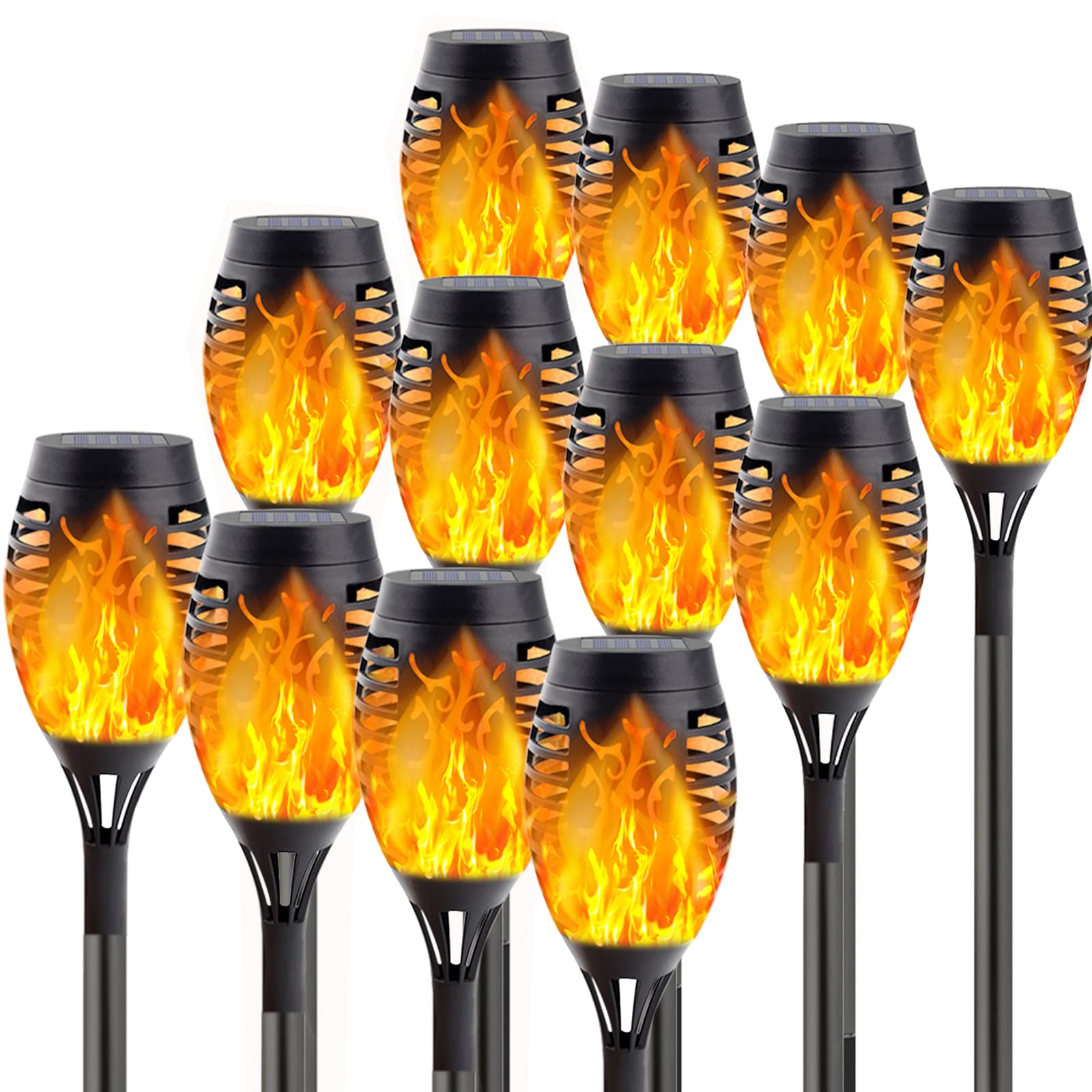 Albelt 12 Pack Solar Torch Lights Outdoor - Waterproof Super Bright Flickering Flame Solar Lights for Garden, Yard, Landscape & Party Decorations | Perfect for Patio, Pathway, Poolside & Backyard Lighting