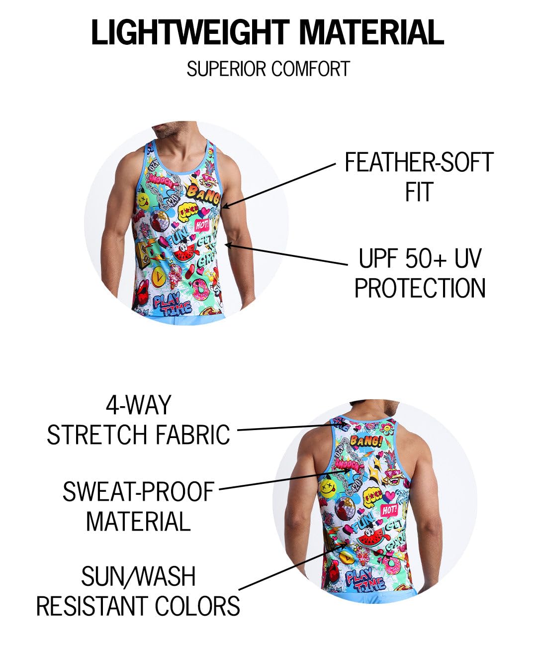 Bang Men's Muscle Tank Top - Sleeveless Workout Shirt for Gym, Fitness & Clubbing - Breathable Athletic Wear for Bodybuilding & Casual Outings