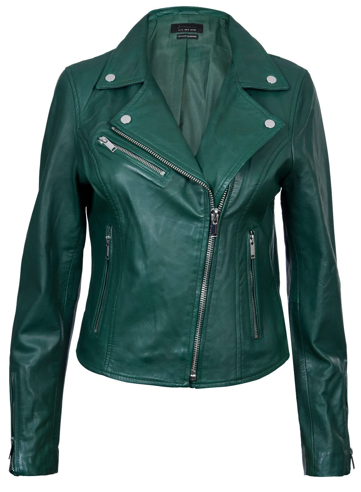 Women's Genuine Leather Biker Jacket - Classic Motorcycle Style for Casual Outfits & Riding - Perfect for Everyday Wear, Date Nights & Outdoor Adventures