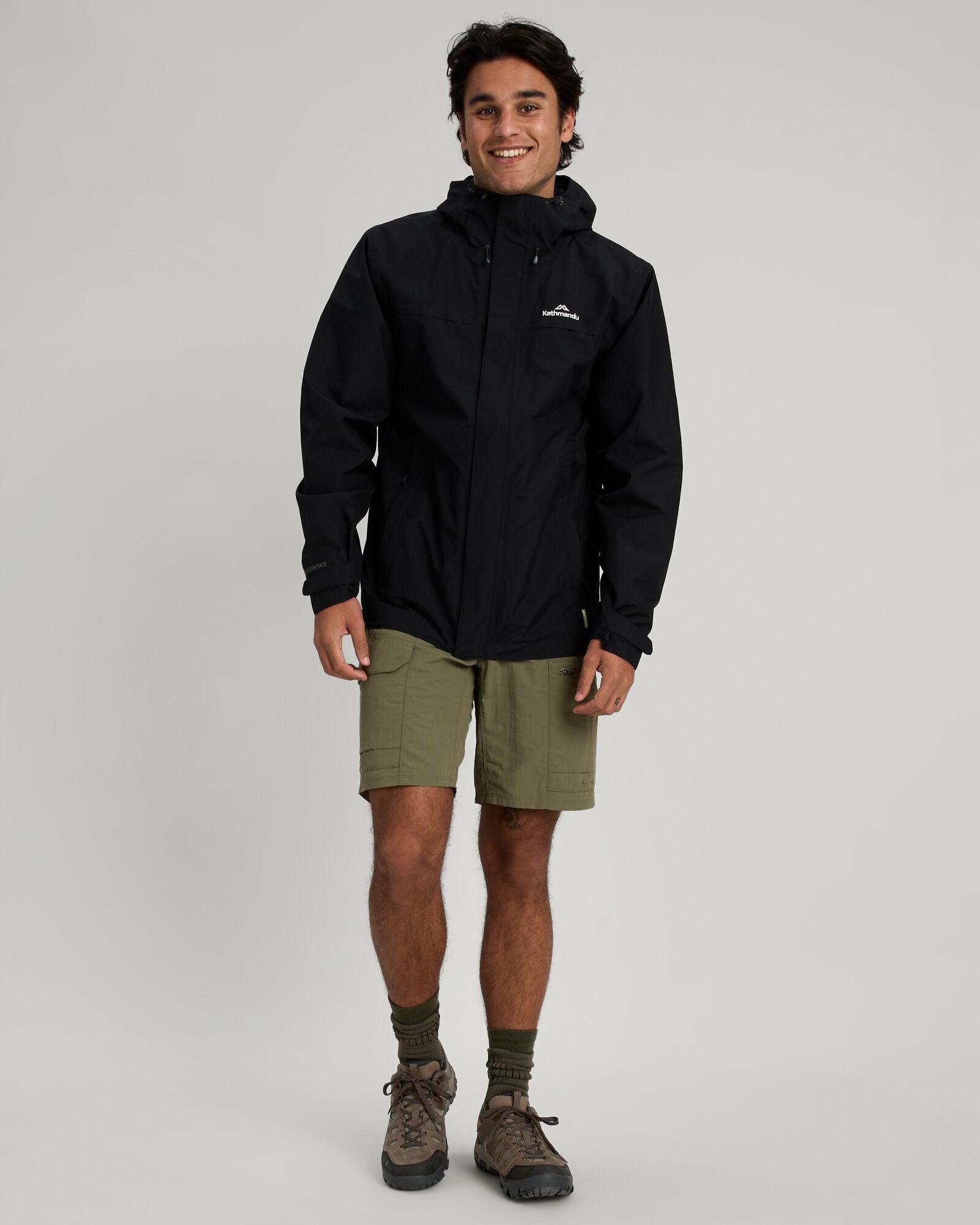 Men's Bealey GORE-TEX® Waterproof Rain Jacket - Black - Lightweight Windproof Outdoor Hiking & Travel Coat