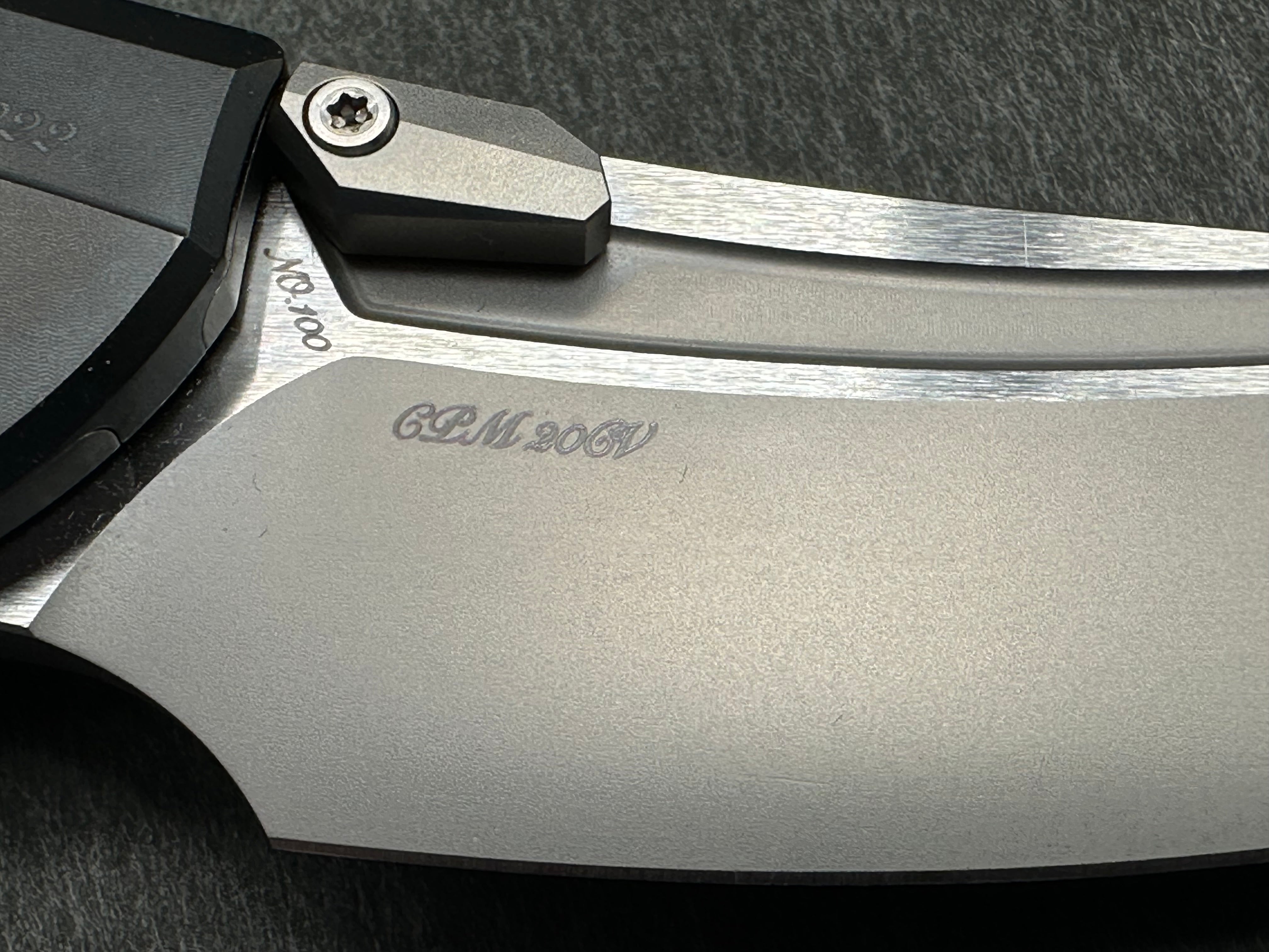 Premium Rike Knife Lamella V1 - Black DLC Titanium Handle & CPM 20CV Steel Blade - EDC Folding Pocket Knife for Outdoor, Camping, and Everyday Carry
