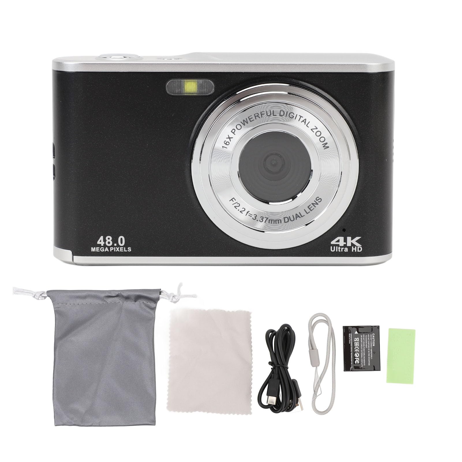 VBESTLIFE 4K Digital Camera 48MP Autofocus Vlogging Camera with Dual Lens & 16X Zoom - Compact Point and Shoot Camera for Travel, Camping, YouTube Videos (Black) - Perfect for Beginners, Family Outings and Content Creation