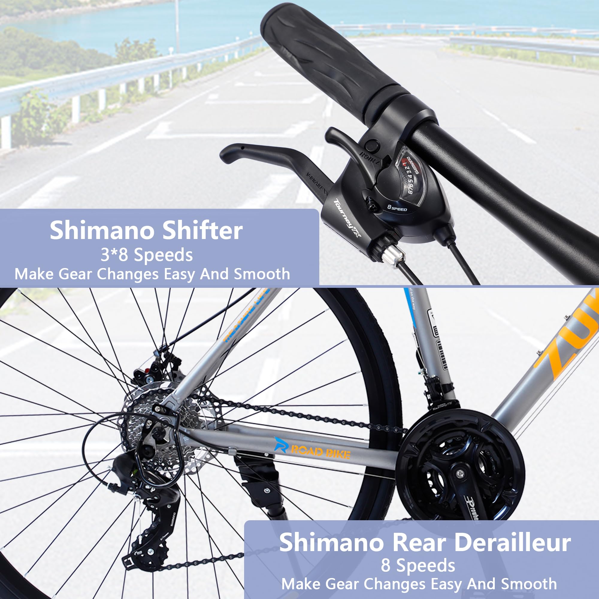 **MEGHNA 700C Road Bike - 24-Speed Hybrid Commuter Bike with Dual Disc Brakes for Men & Women - Perfect for City Commuting, Fitness Riding & Outdoor Adventures**